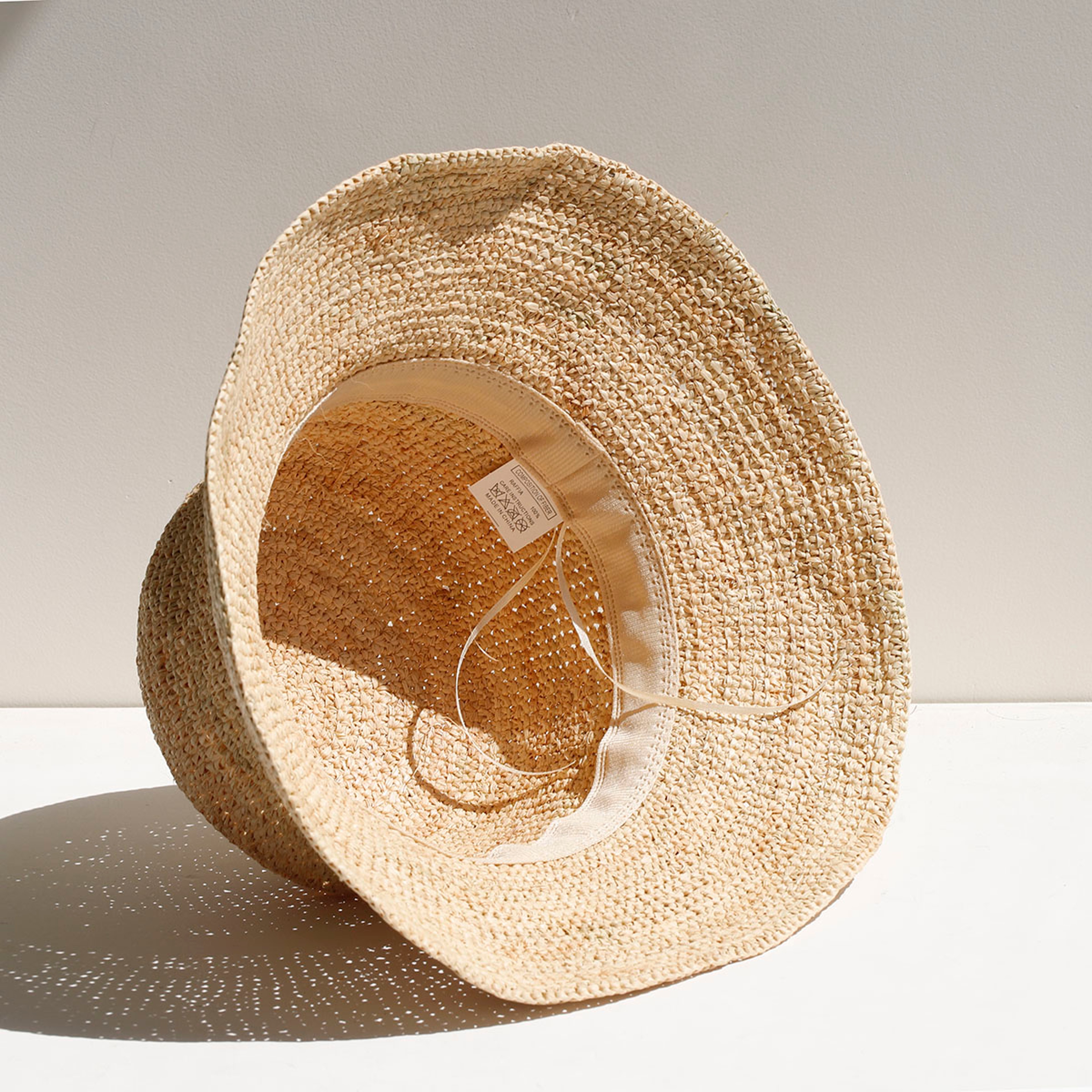 Breathable Raffia Straw Bucket Hat – Womens Summer Beach Sun Protection Fisherman Hat for Travel – view 5