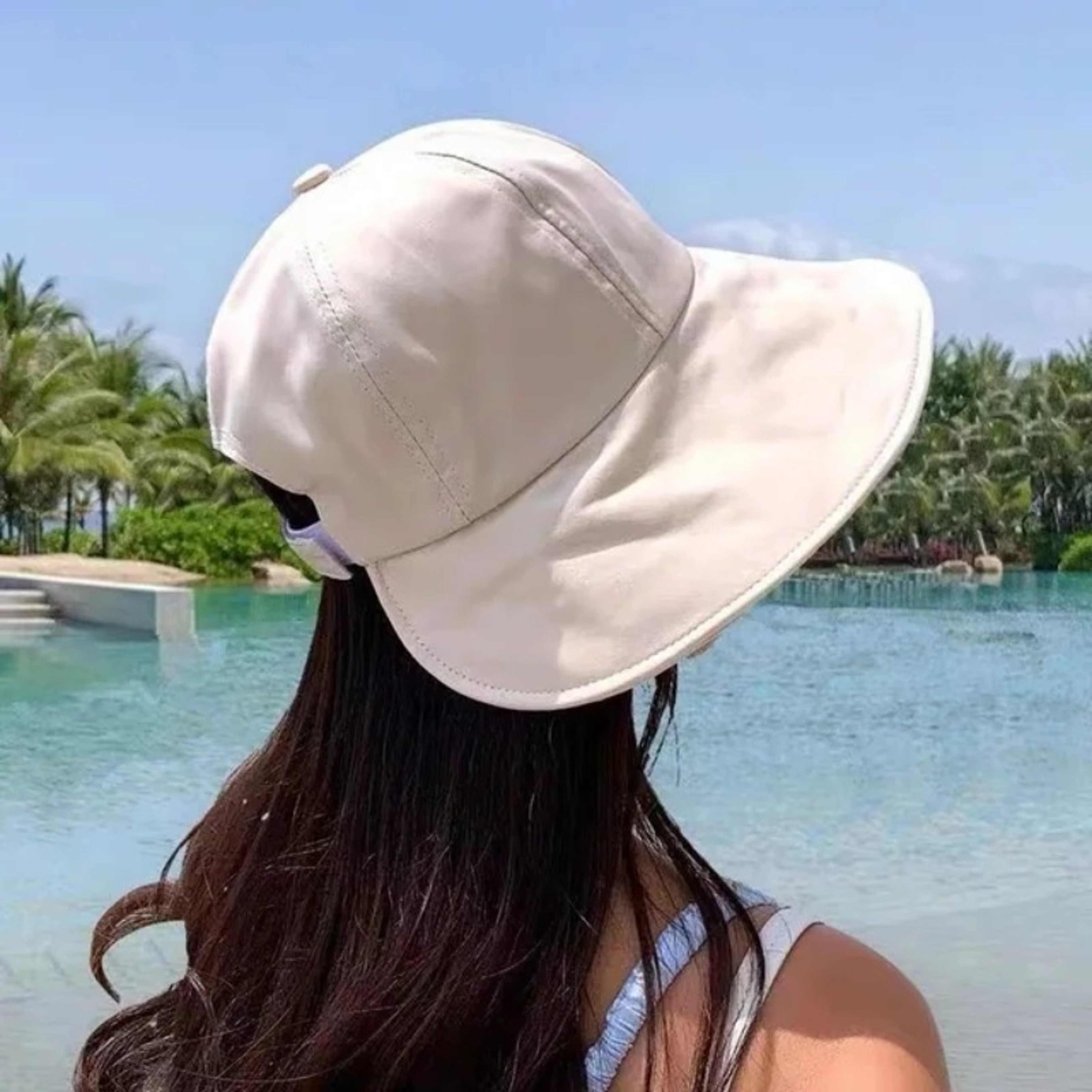 Women Ponytail Summer Sun Hat Adjustable Foldable Beach Bucket Visor Cap – view 6