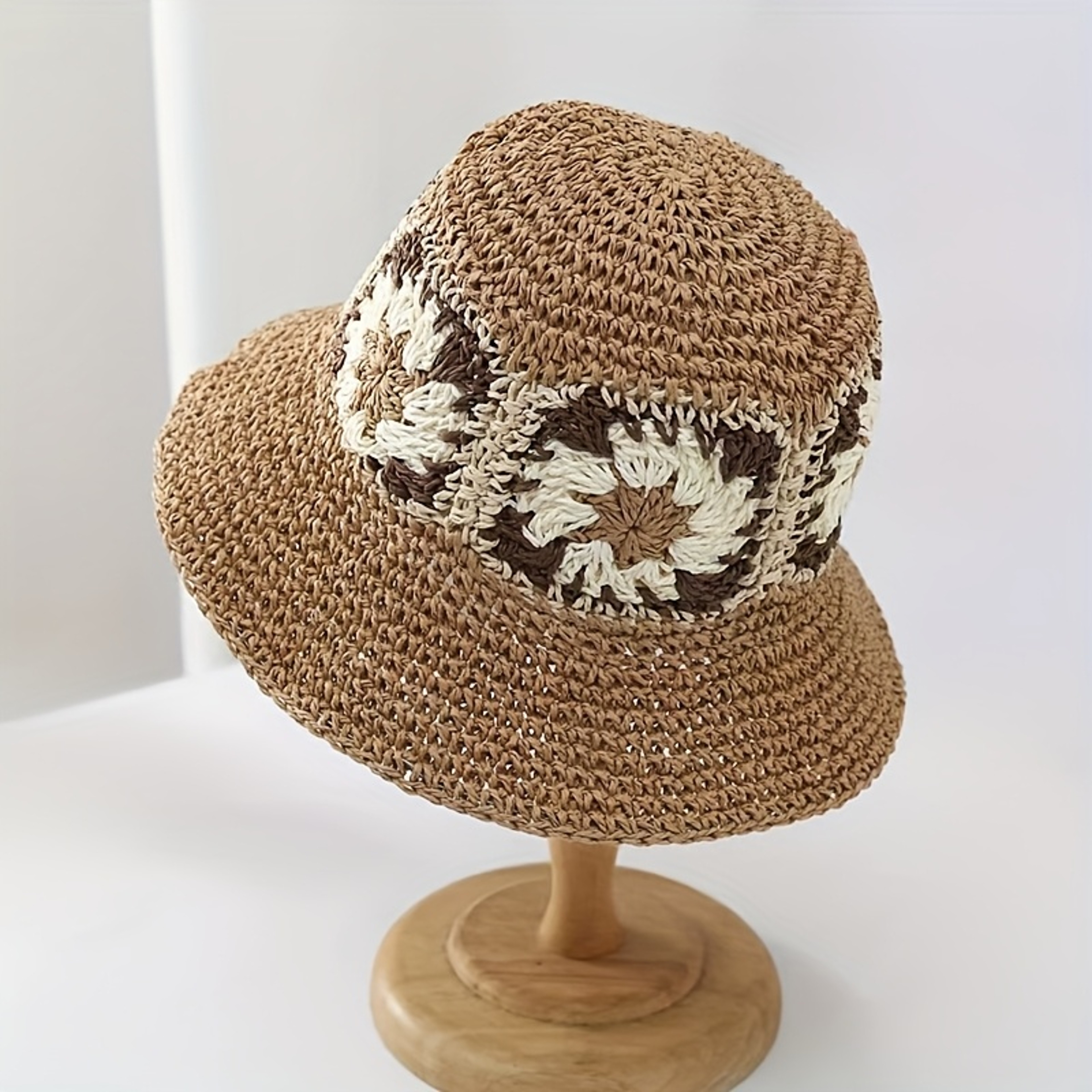 Bohemia Flower Straw Sun Hat Foldable Beach Vacation Cap 5