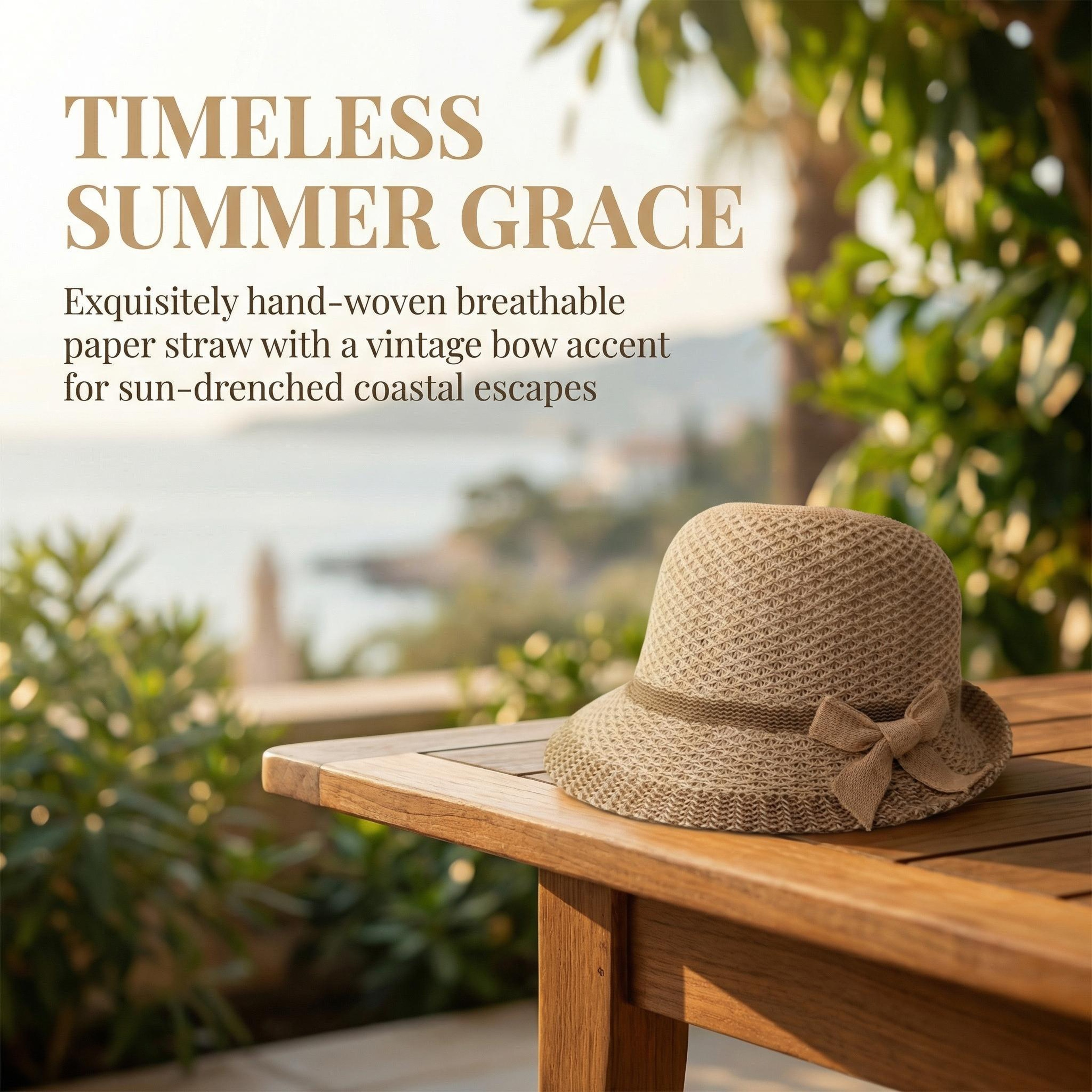 Elegant Bow Wide Brim Sun Hat – Packable Breathable Beach Bucket Hat – view 9