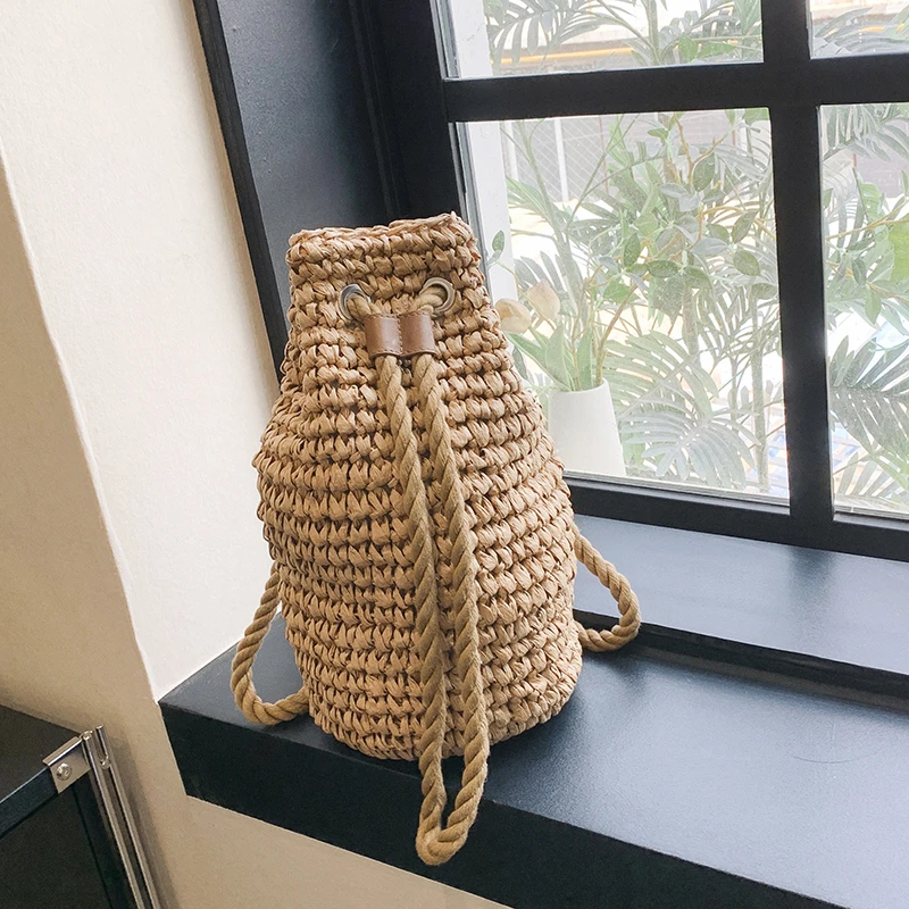 Summer Straw Backpack Large Capacity Versatile Beach Bag For Women 2