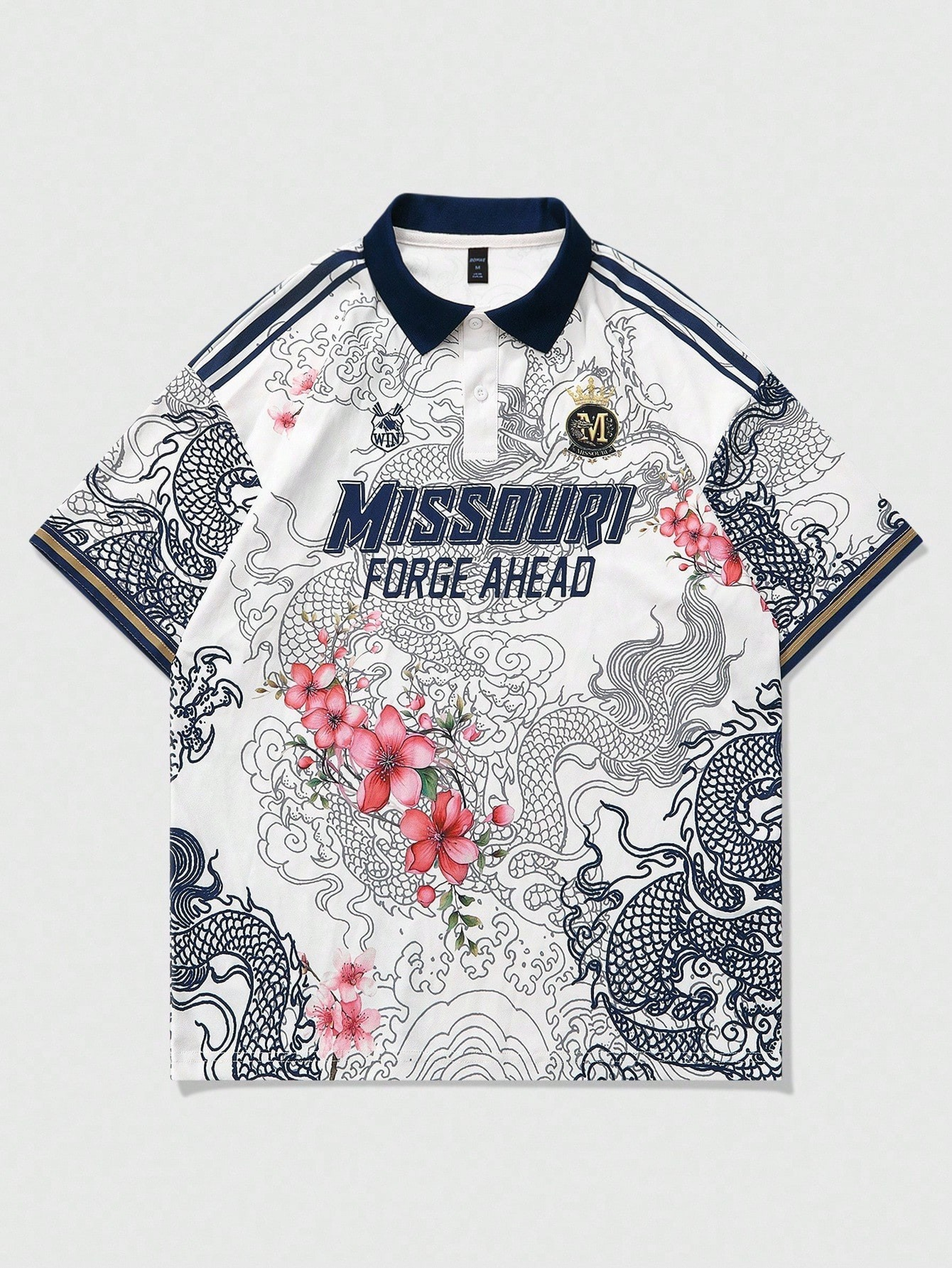Mens Breathable Print Polo Shirt  Casual Summer Slim Fit Short Sleeve Golf Polo 6