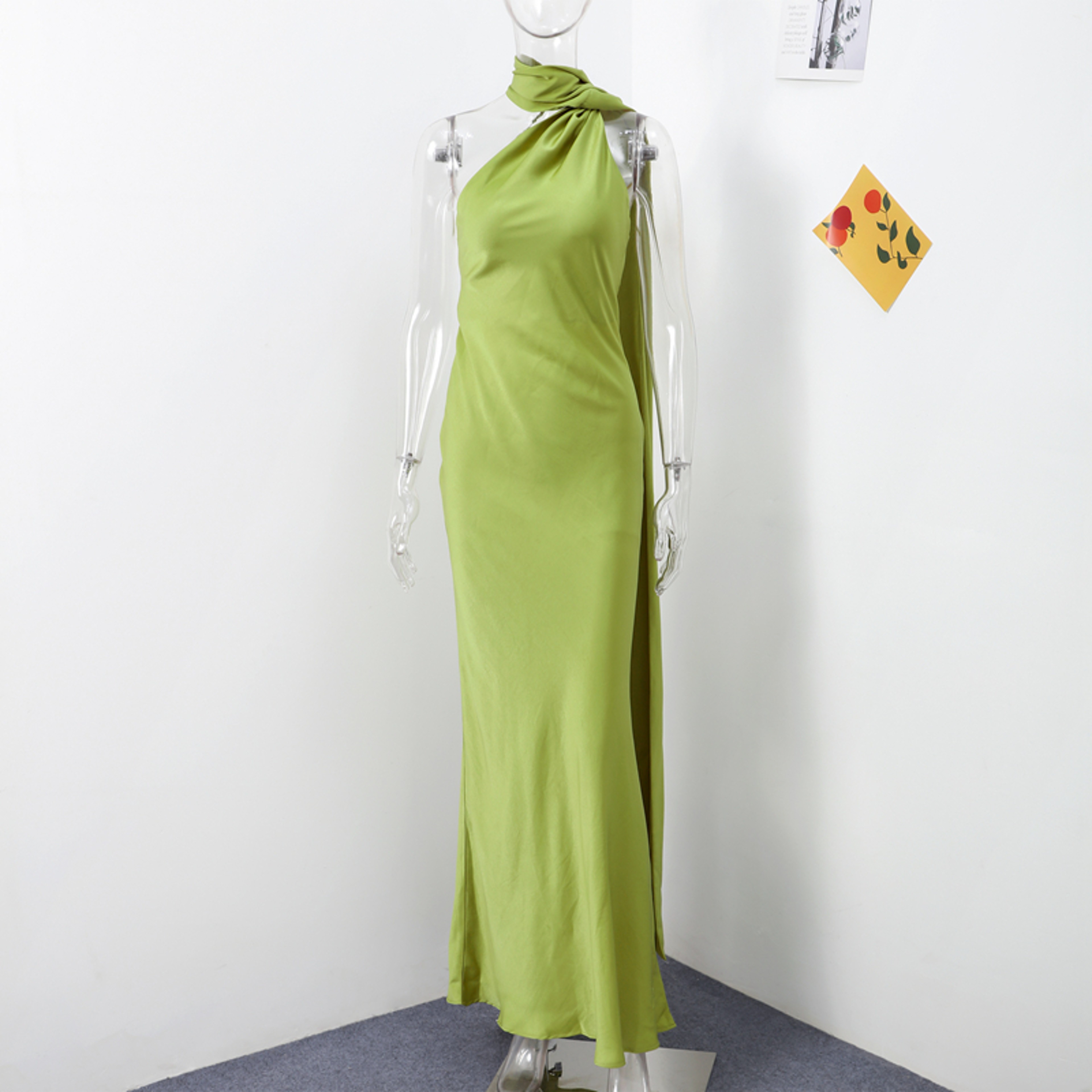 Elegant Satin Halter Backless Party Dress – view 11