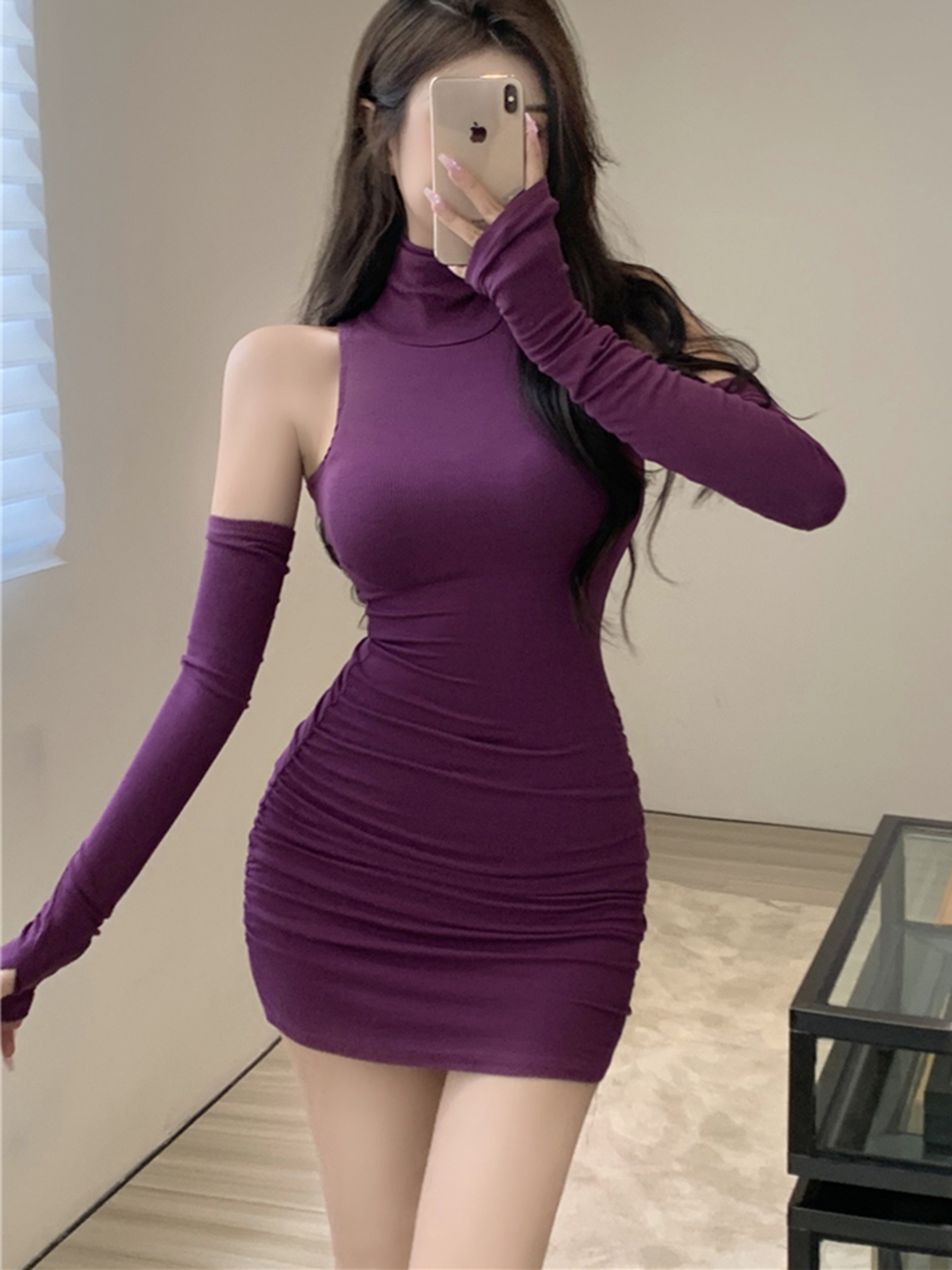Audrey High Neck Sleeveless Pleated Bodycon Mini Dress 2