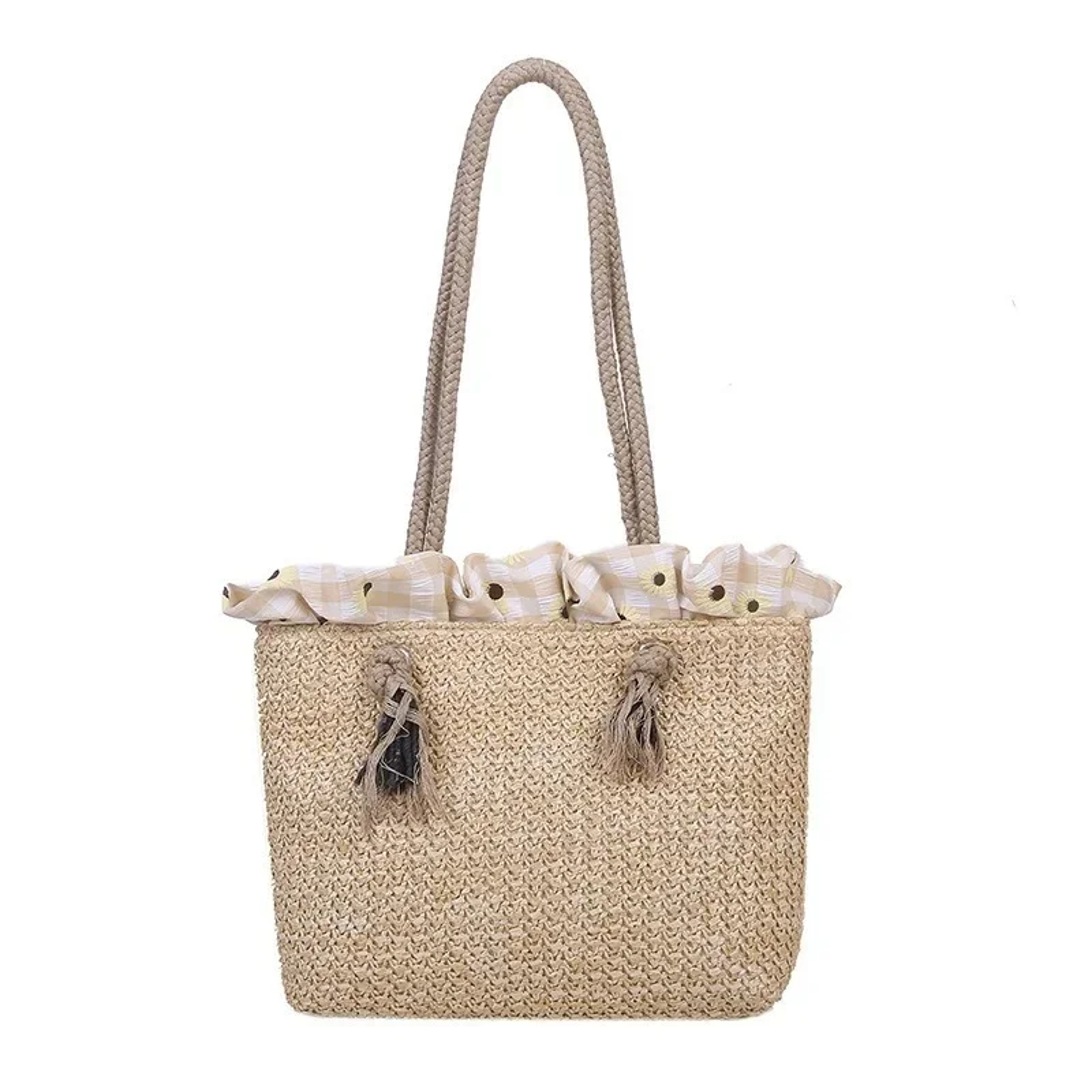 Korean Style Summer Handbag  Large Capacity Casual Beach Tote Bag  Women Straw Woven Shoulder Bag 3