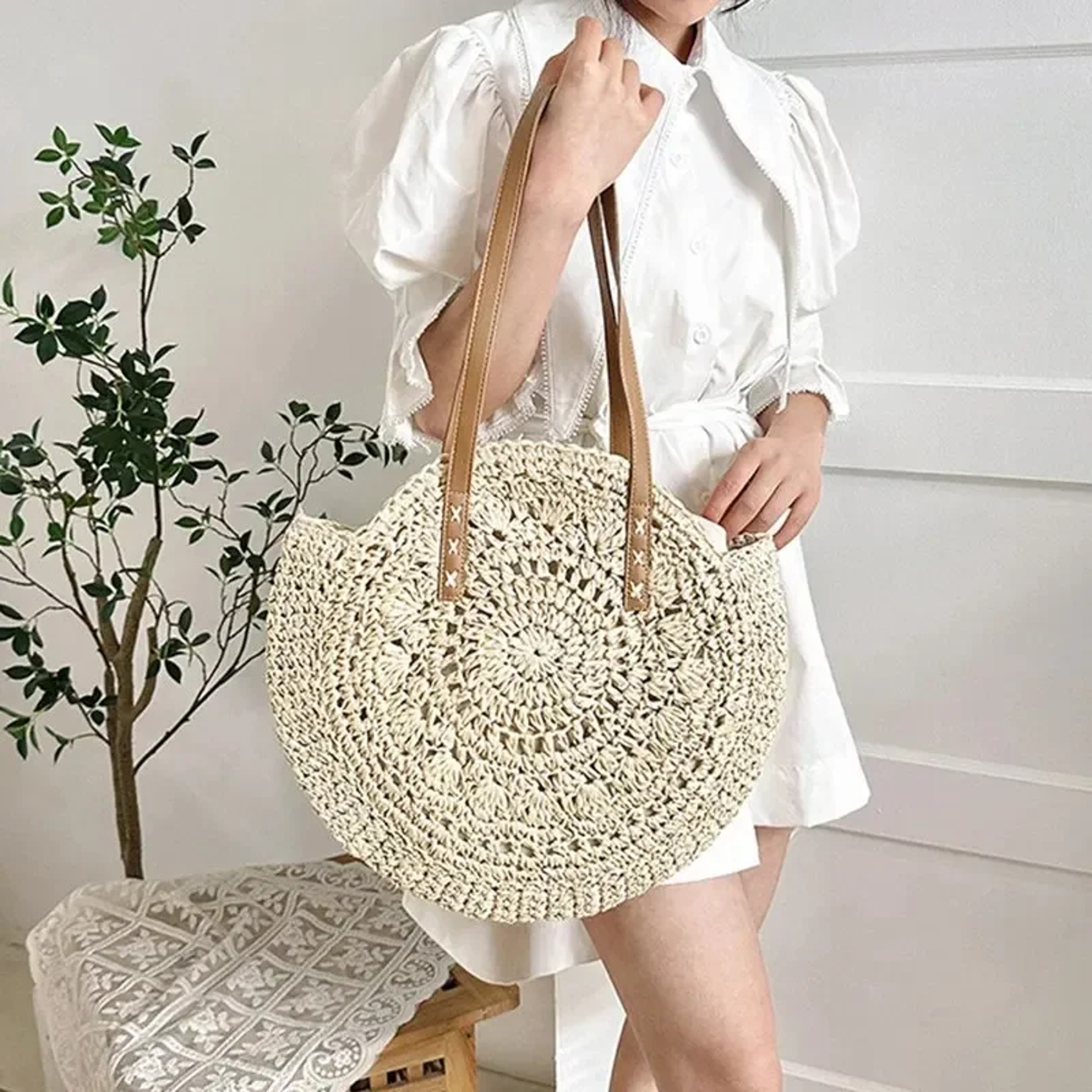 Seaside Breeze Large Straw Beach Bag Woven Summer Tote For Women 1