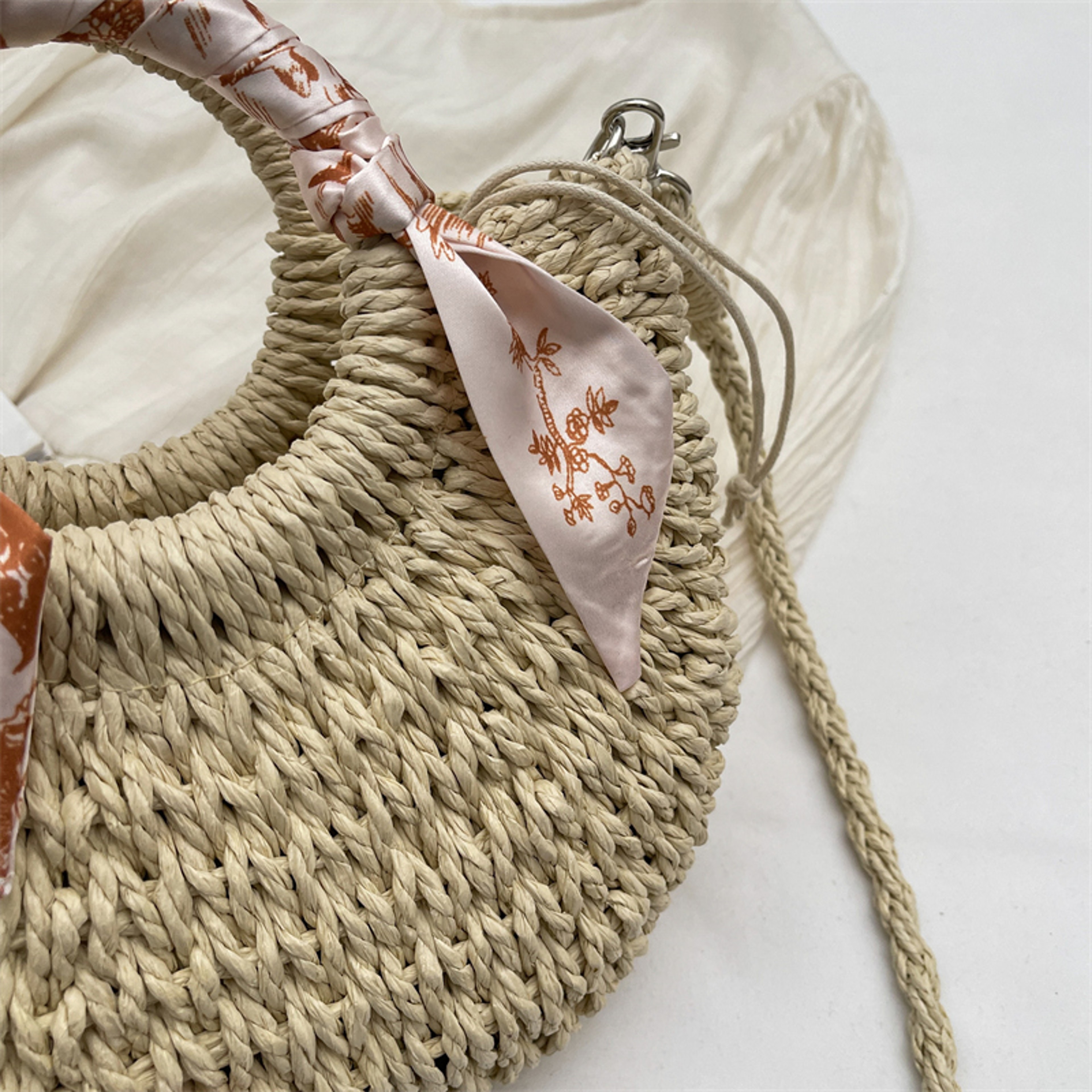 Amalfi Handmade Half Moon Straw Bag - Large Capacity Summer Beach Tote – view 5