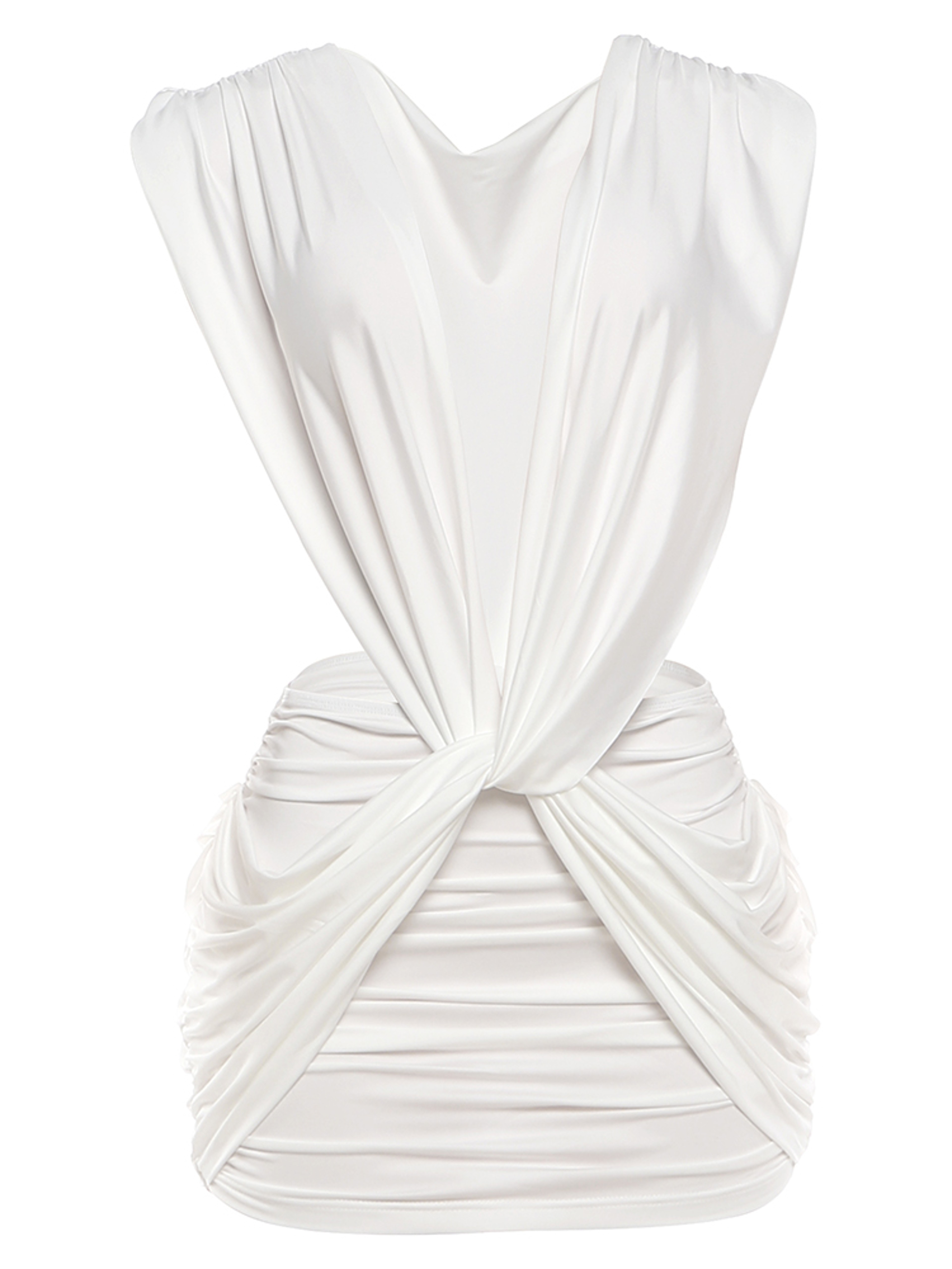 Kliou Elegant Deep V Neck Sleeveless Ruched Bodycon Mini Dress – view 10