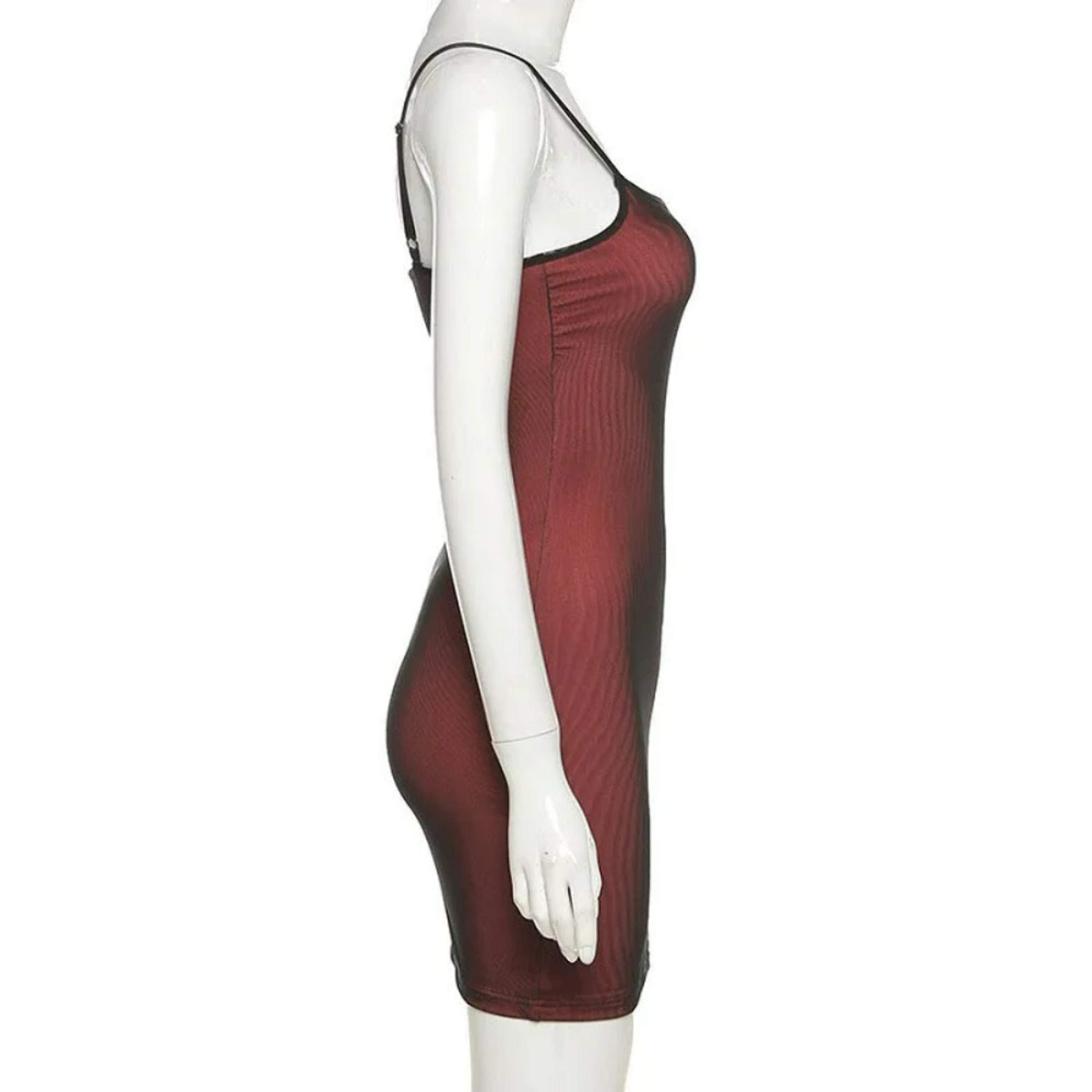 Wine Red Mesh Bodycon Mini Dress  Elegant Split Sleeveless Party Dress 4