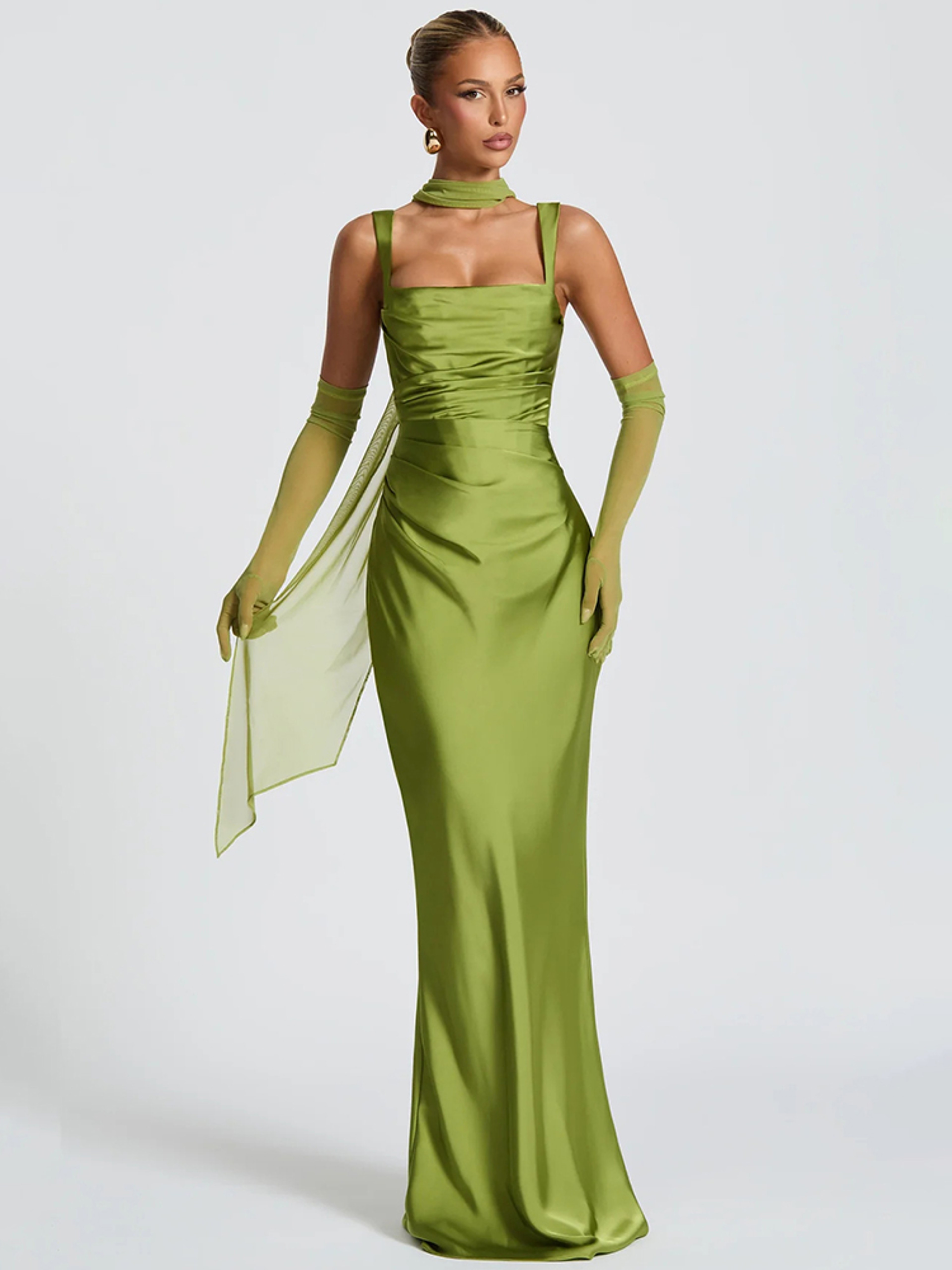 Mozision Elegant Backless Satin Gown  Sexy Halter Party Maxi Dress 0