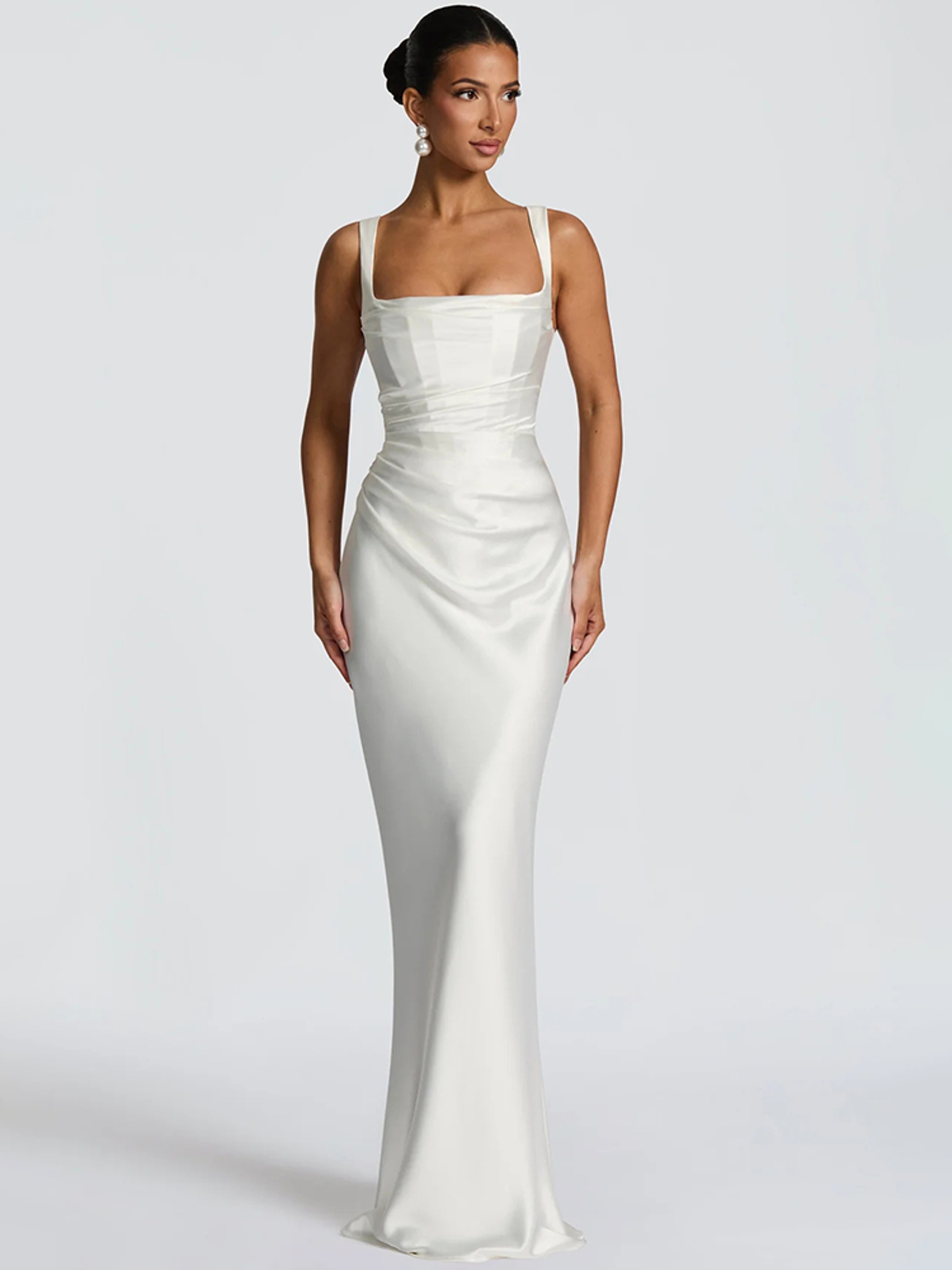 Mozision Elegant Backless Satin Gown  Sexy Halter Party Maxi Dress 8