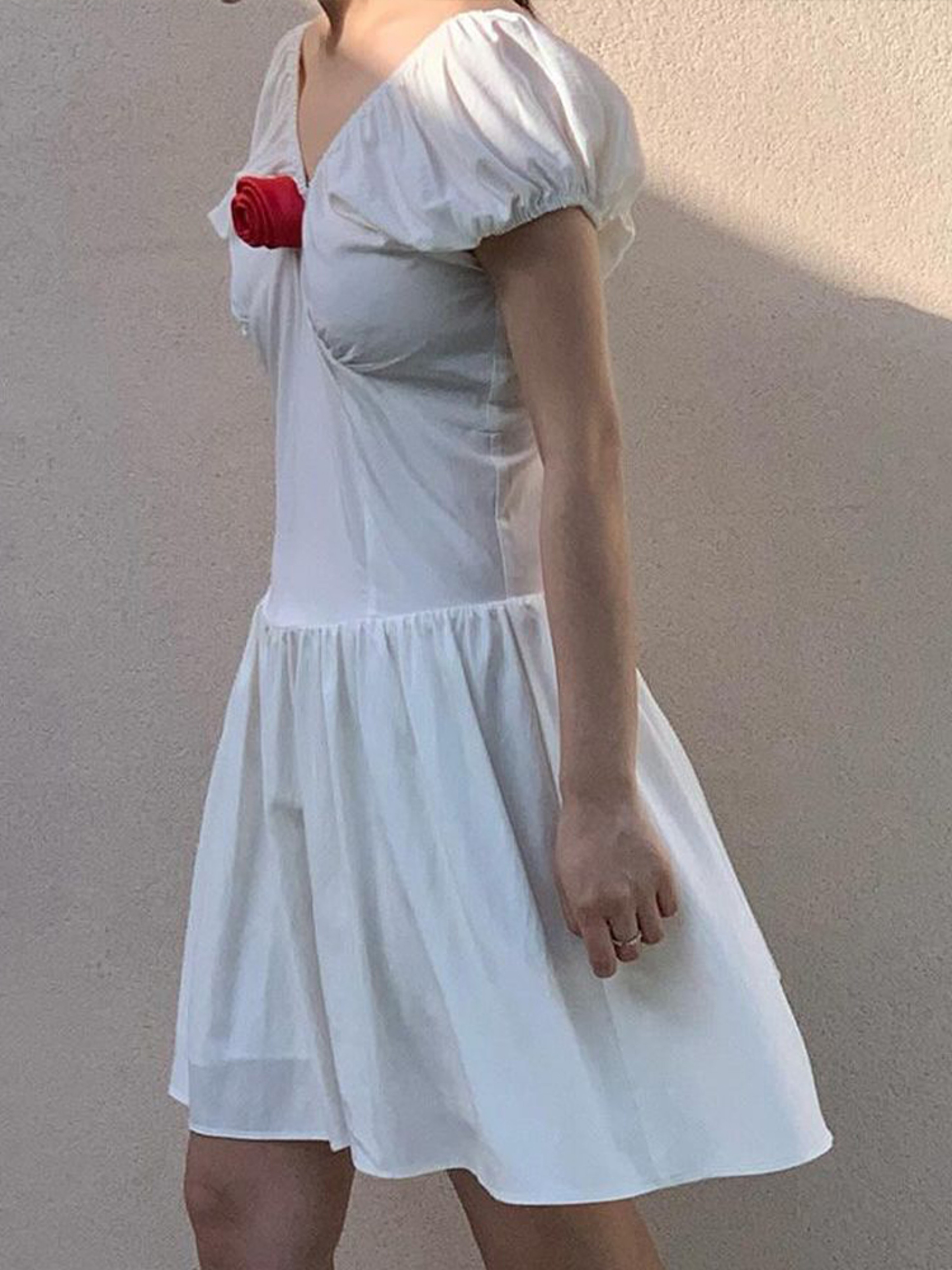 Chic Puff Sleeve Summer Dress  Elegant Slim Fit Casual Streetwear 2
