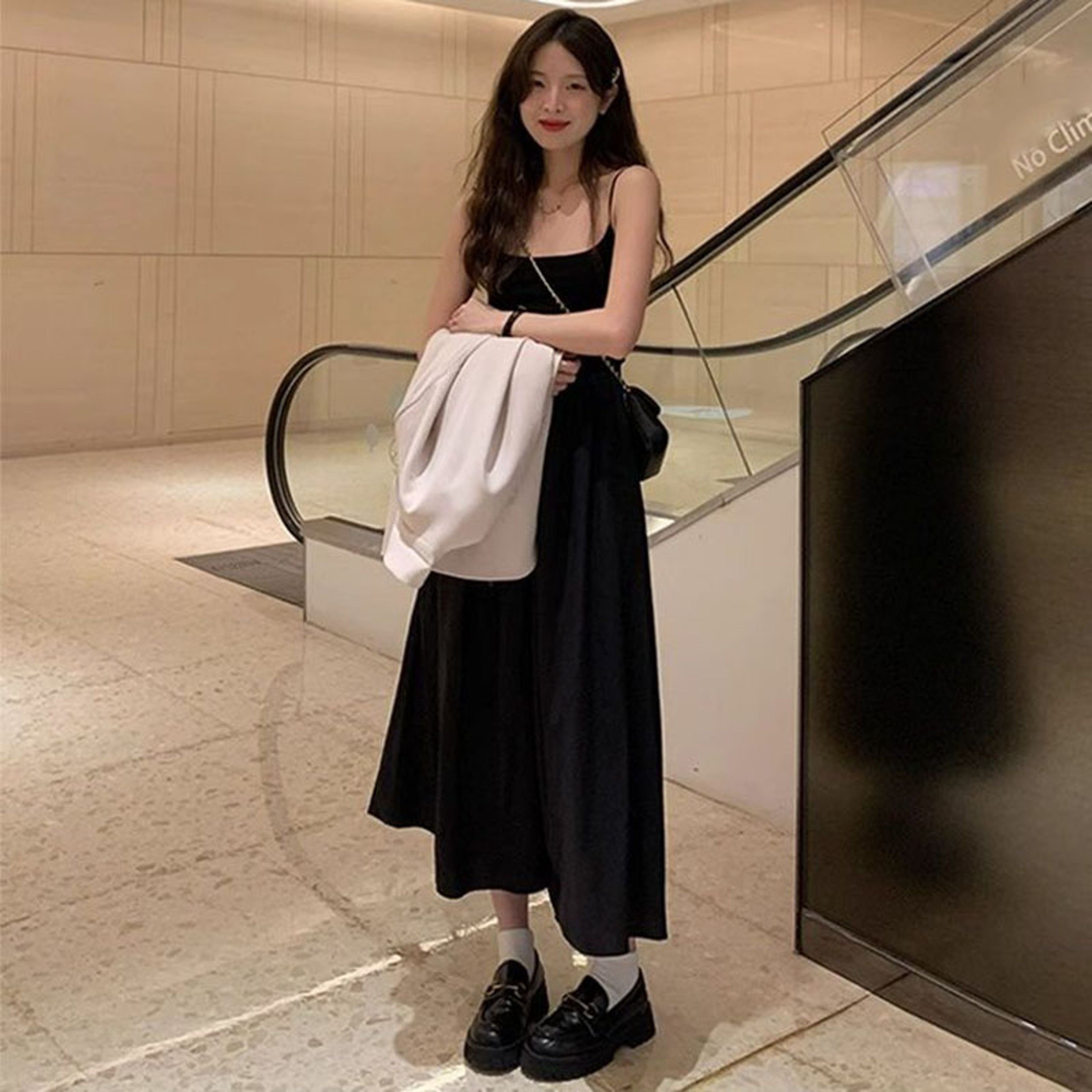 Elegant Patchwork Aline Dress Korean Fashion Spaghetti Strap Maxi Dress For Women 1