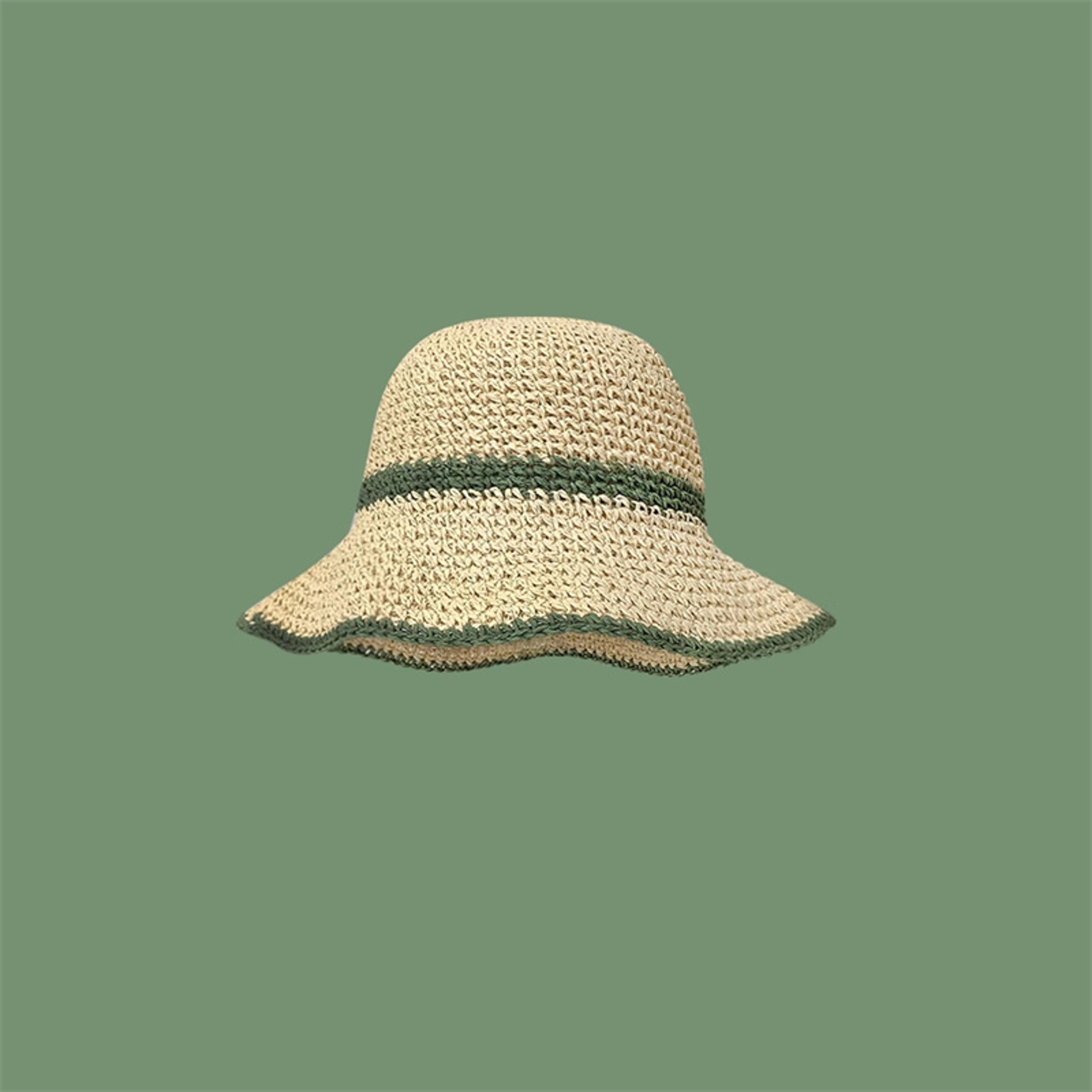 Wavy Brim Straw Beach Hat Foldable Wide Brim Sun Hat For Women 6