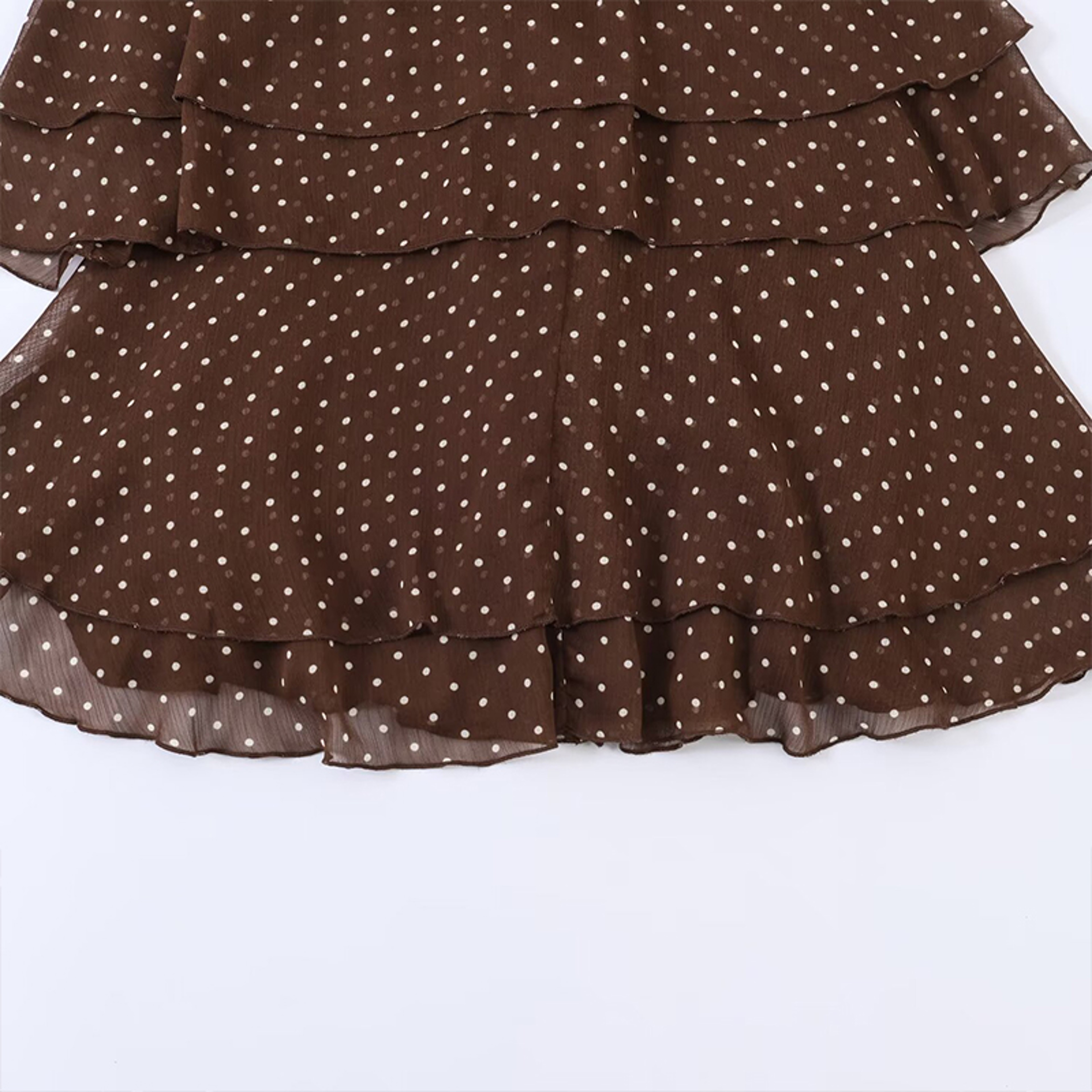 Polka Dot Mini Dress Elegant V Neck Summer Party Dress – view 6