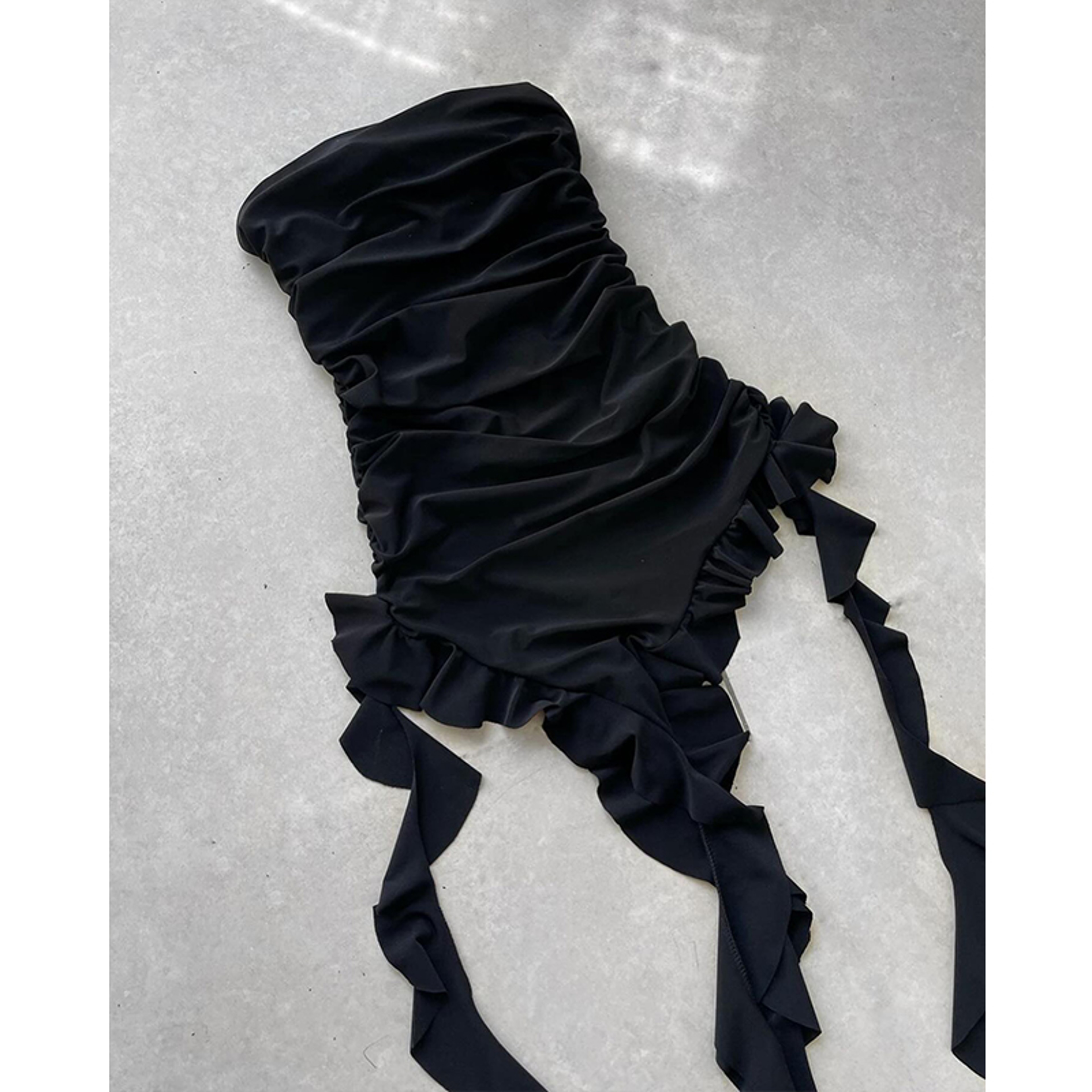 Strapless Backless Mini Party Dress With High Slit And Fold Hemline 4