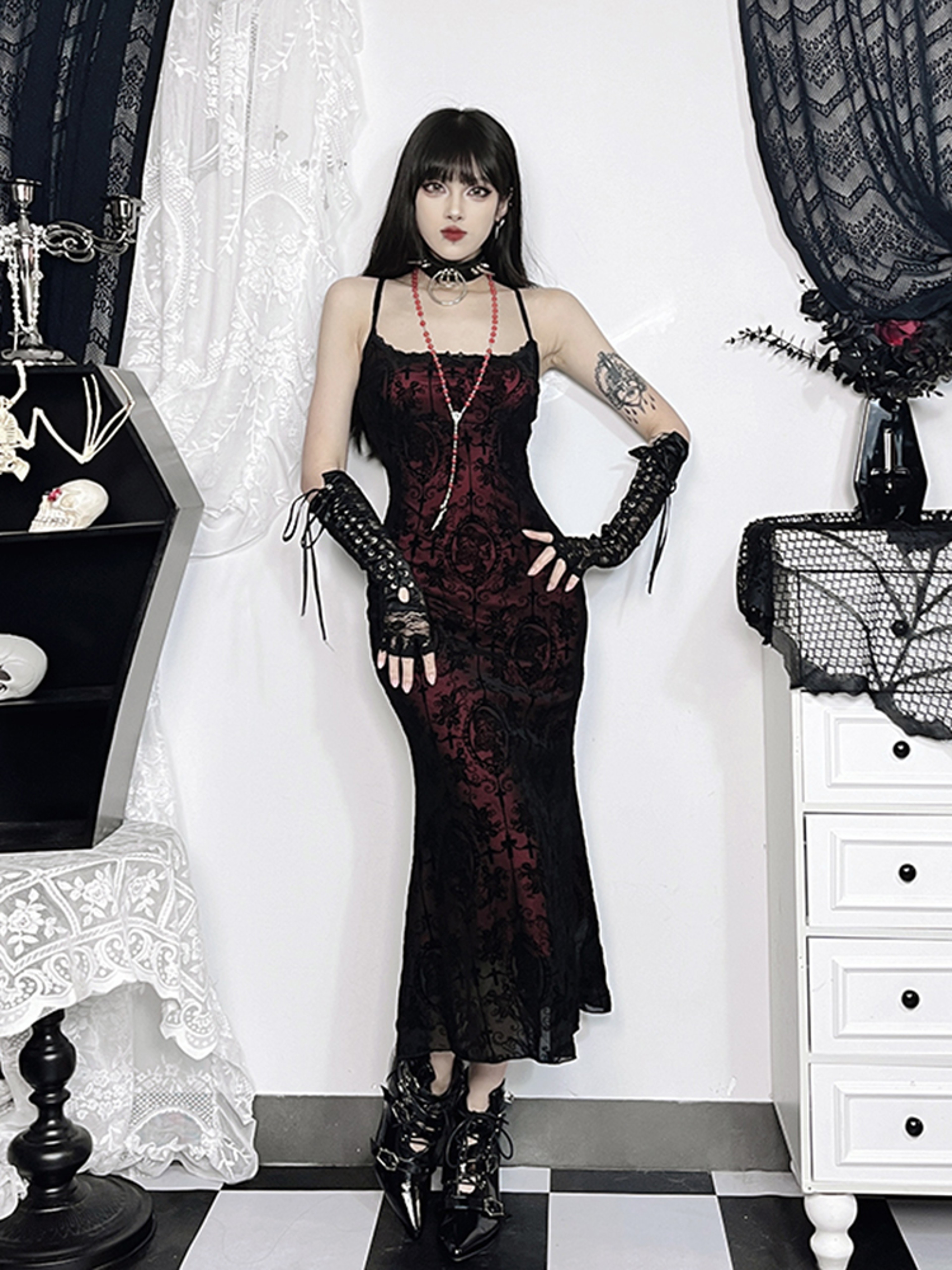 AltGoth Vintage Elegant Gothic Mini Dress – view 5