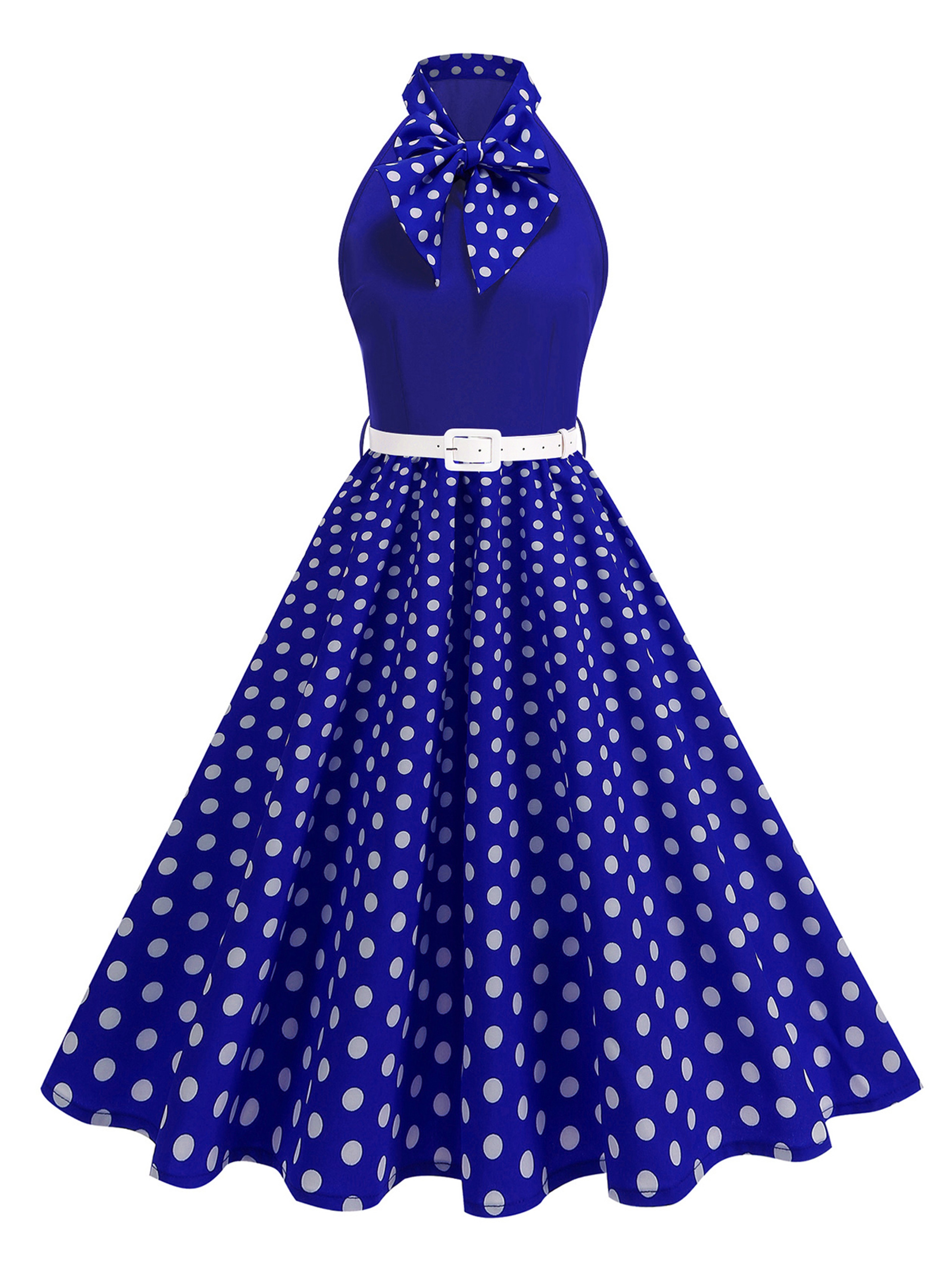 Tonval Old Vintage Polka Dot Halter Dress 6