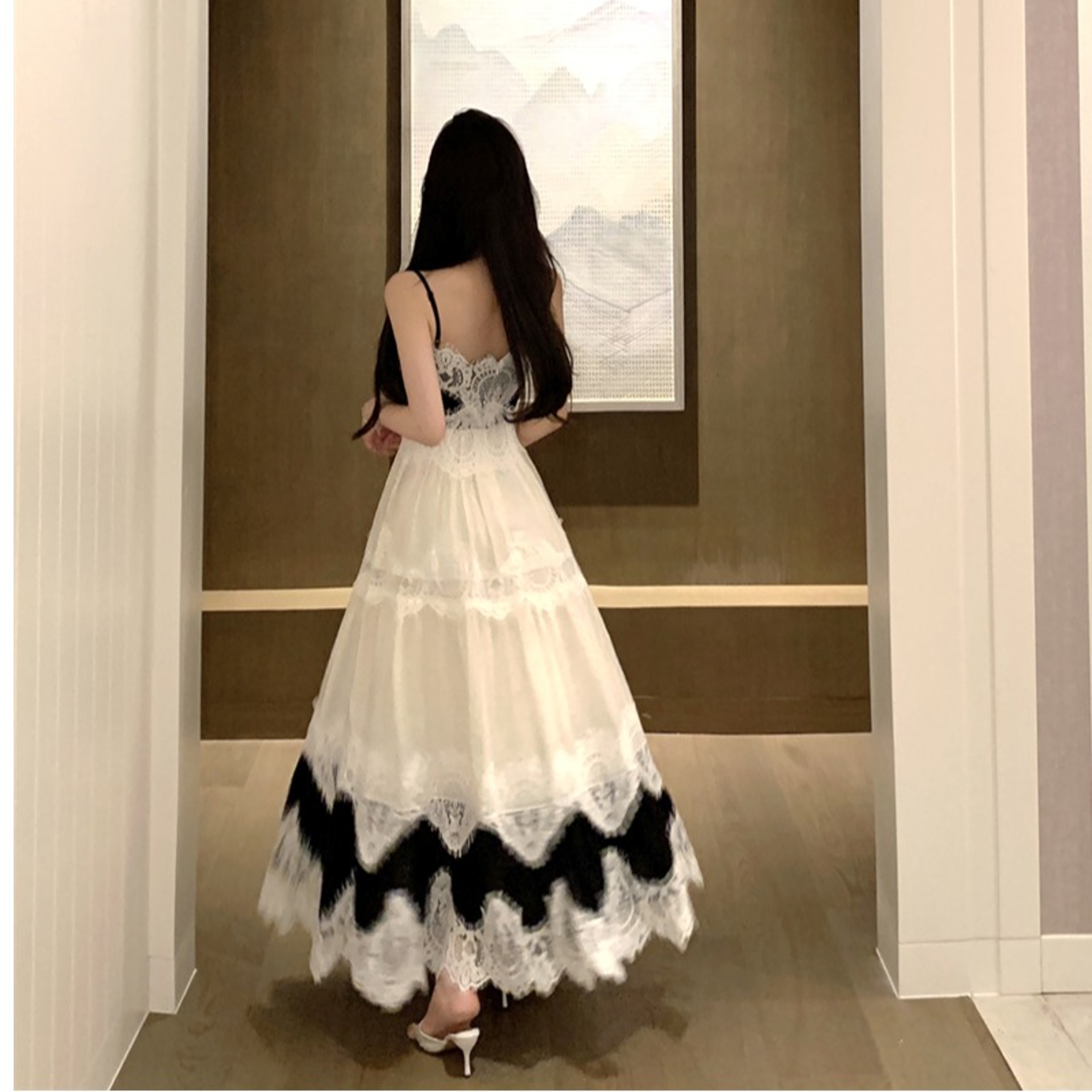Monochrome Elegance Lace Maxi Dress 3
