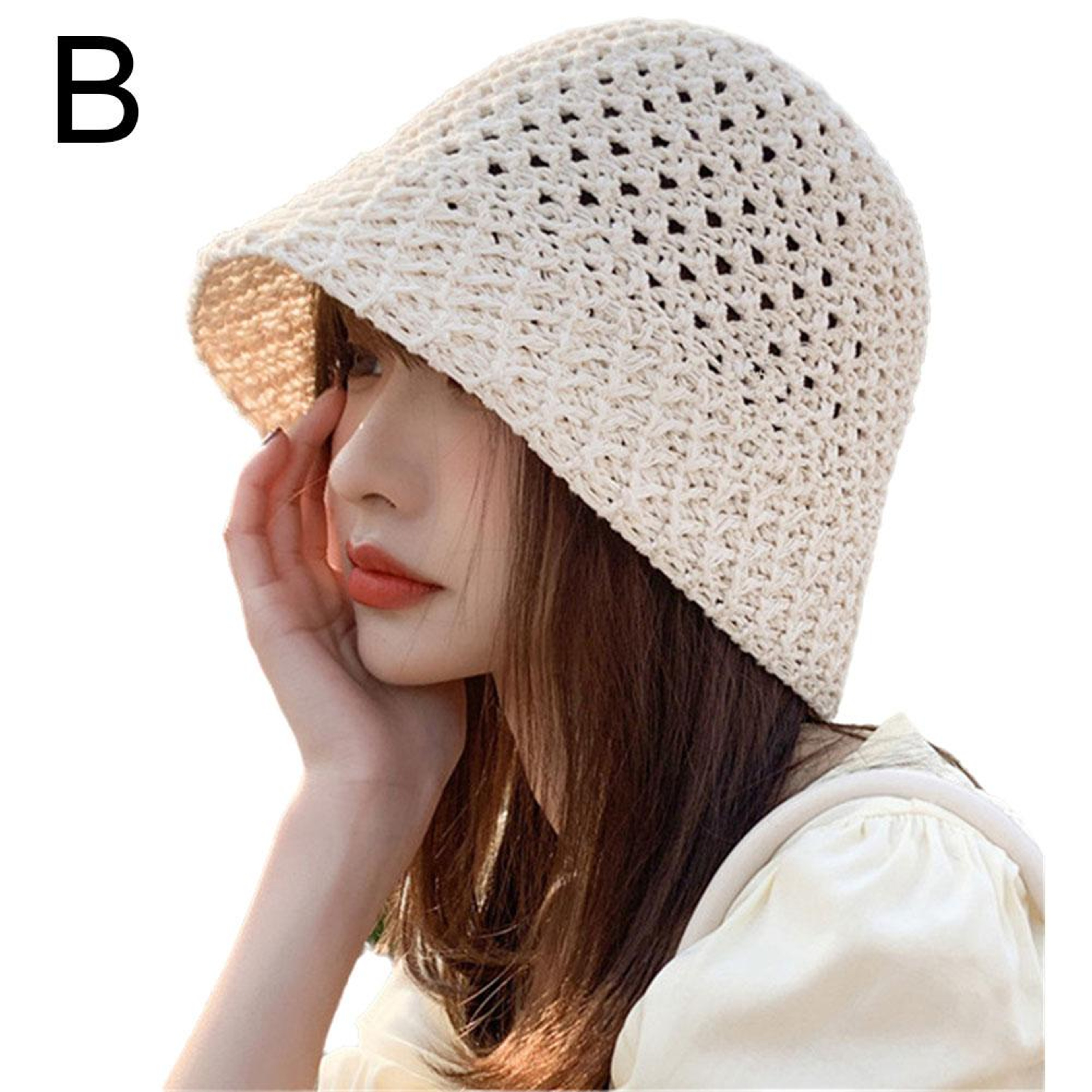 Aurelia Open-Weave Straw Sun Hat – Elegant Floppy Beach Bucket Hat for Women – view 9