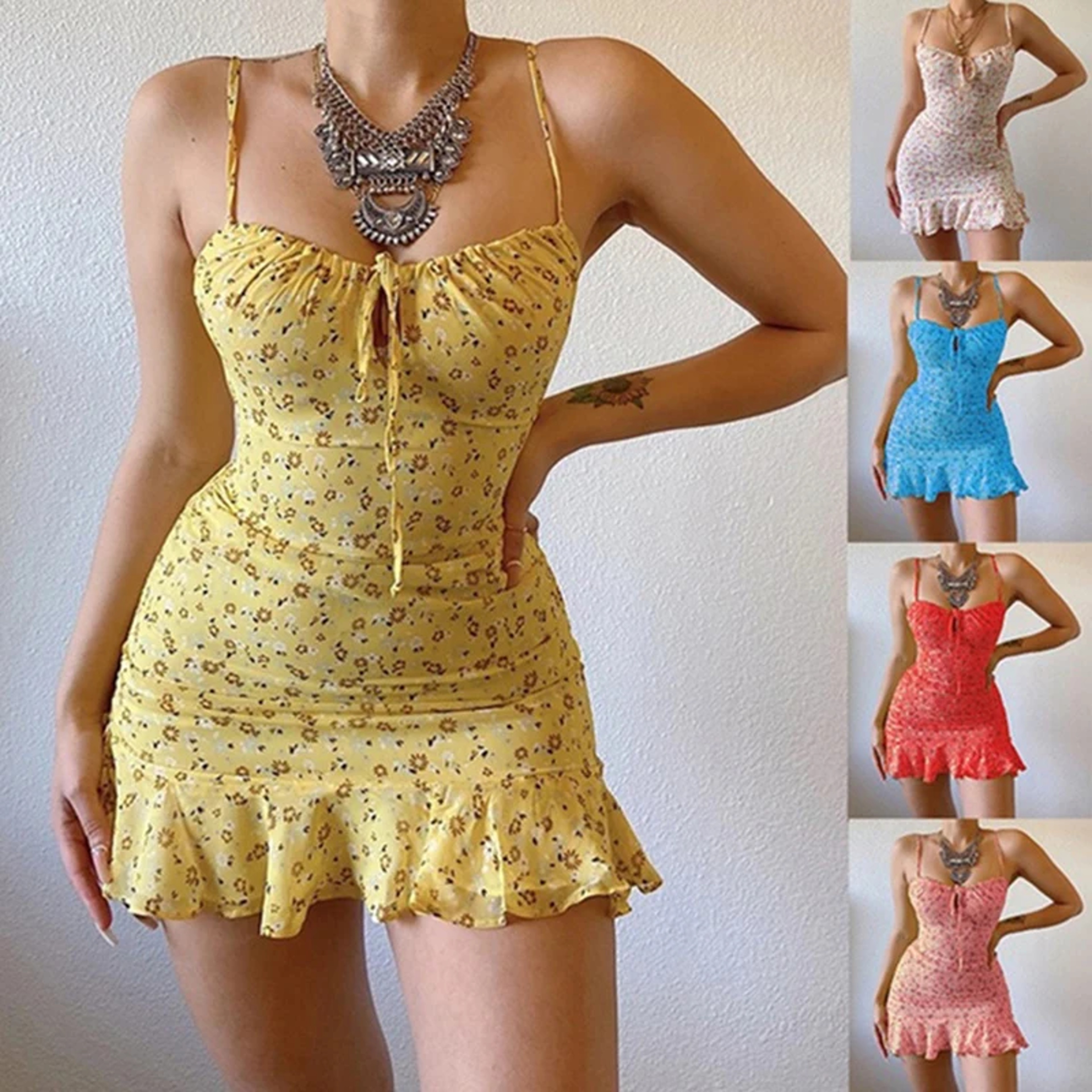 Aria Floral Summer Camisole Dress  Lightweight Casual Sundress For Women 0