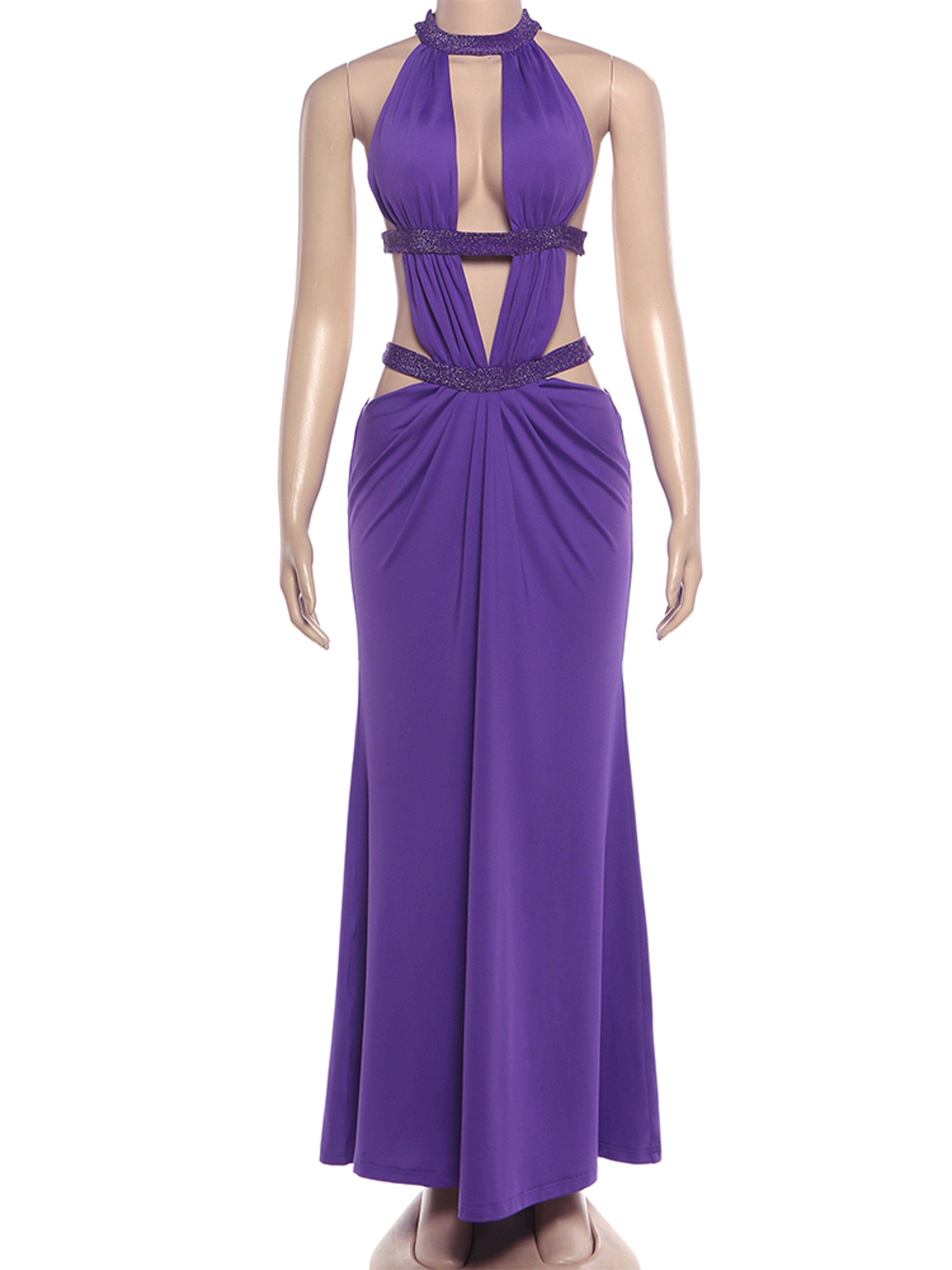 Sisterlinda Chic Backless Sparkle Patchwork Bandage Irregular Party Dress 2
