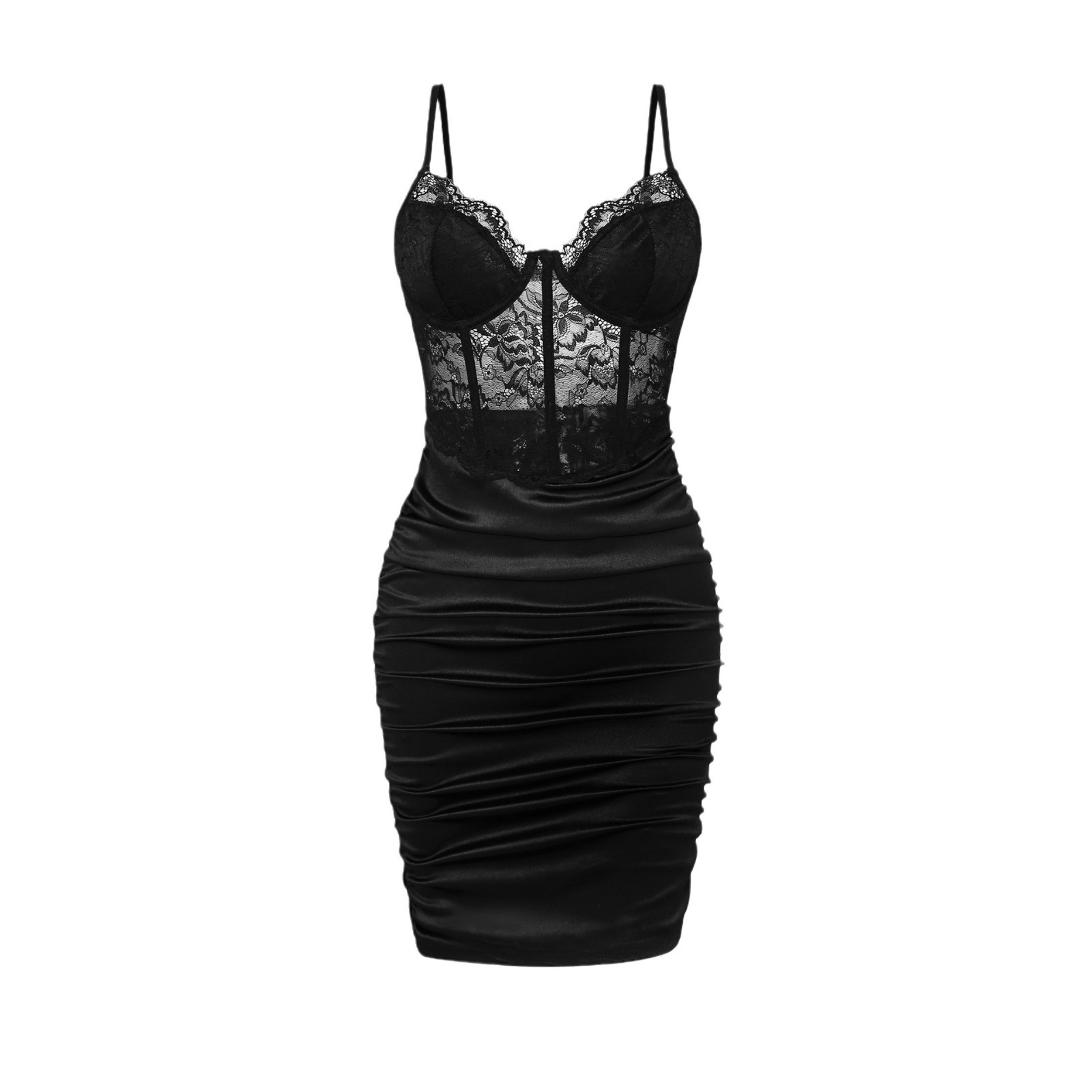 Lace Floral Hip Wrap Dress - Sexy Slim Fit Pleated Sleeveless Party Mini Dress – view 6