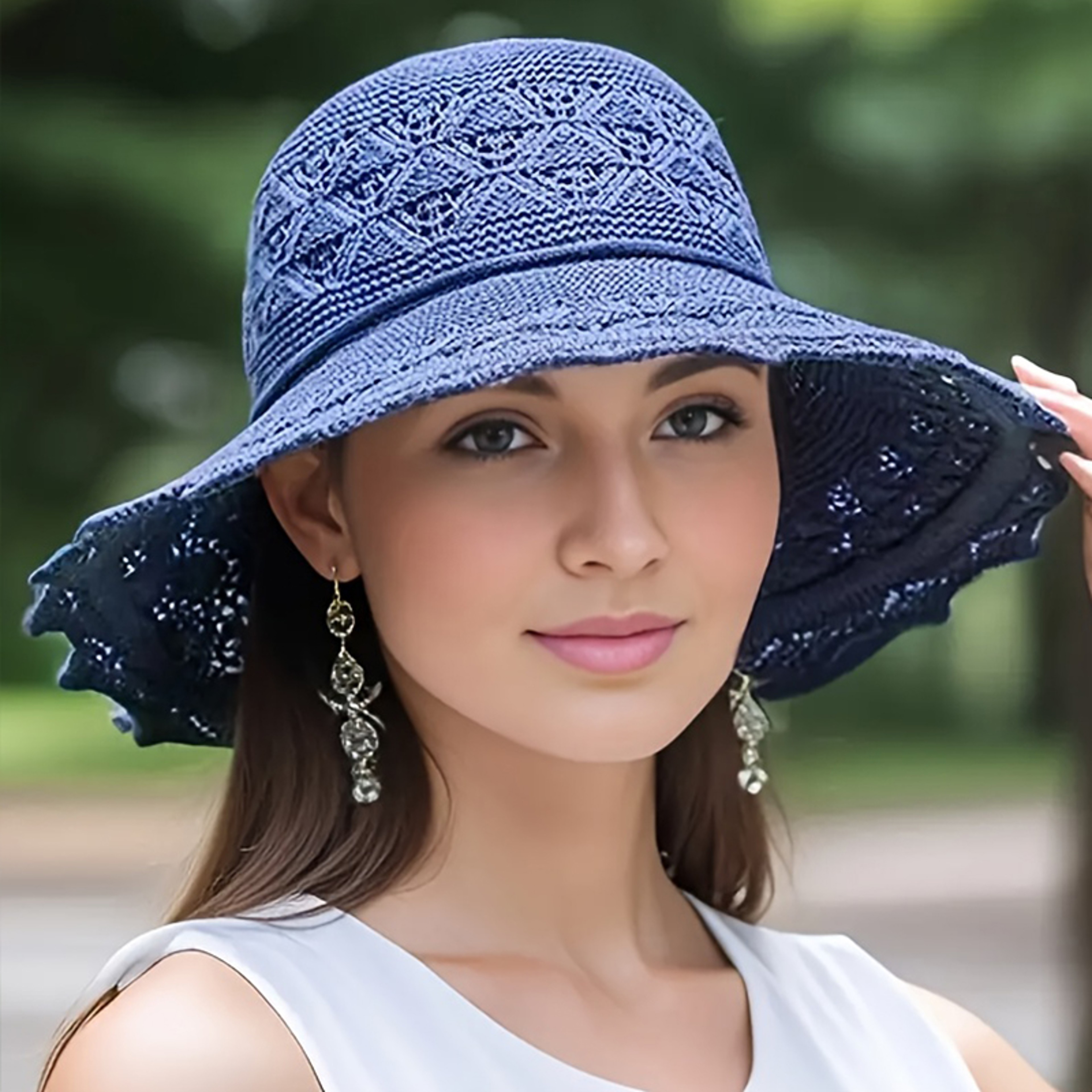 SereneWave Womens Wide Brim Straw Sun Hat  Foldable Beach  Summer UV Protection Cap 6