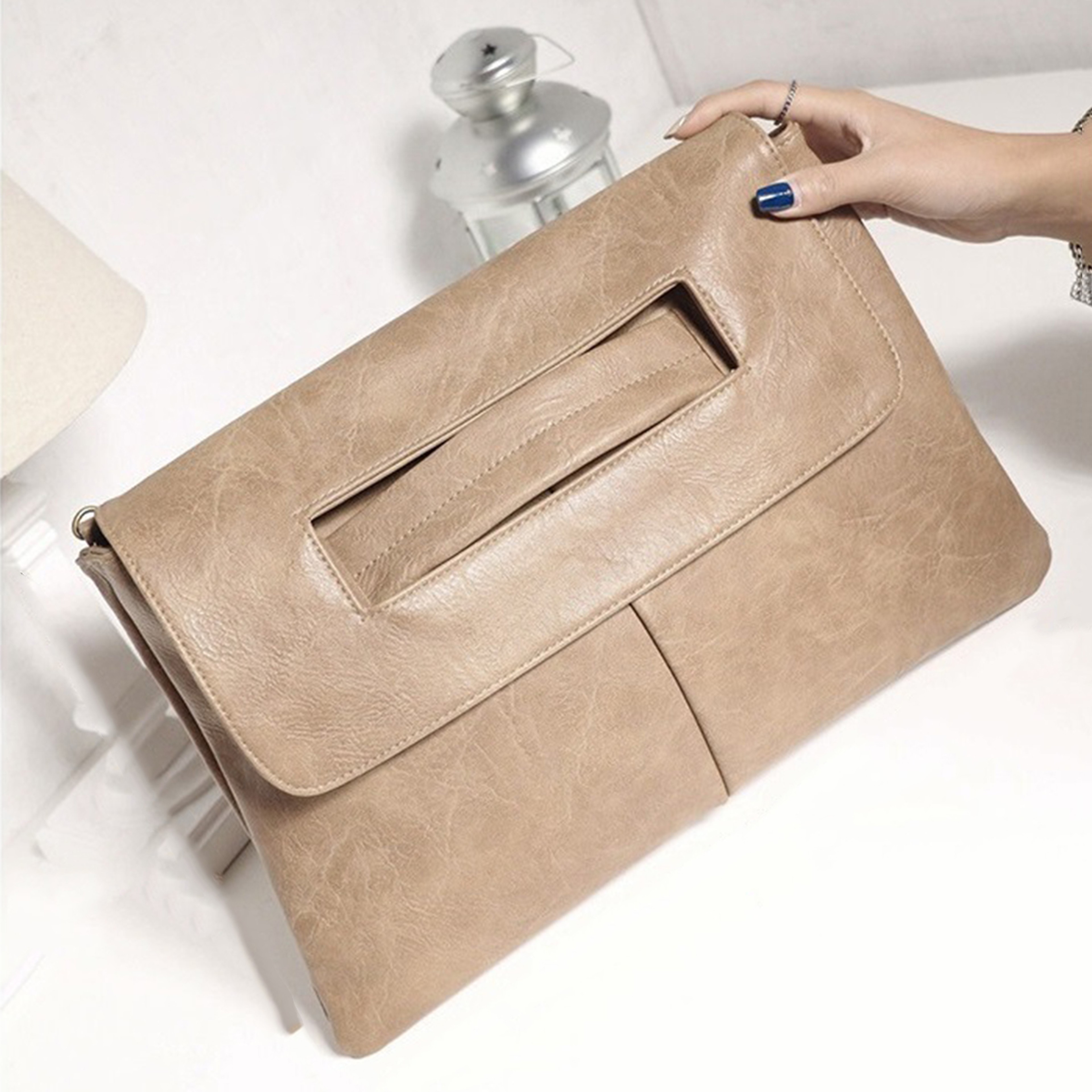 Vintage Envelope Wristlet Handbag  Elegant PU Leather Evening Clutch Bag With Large Capacity 1