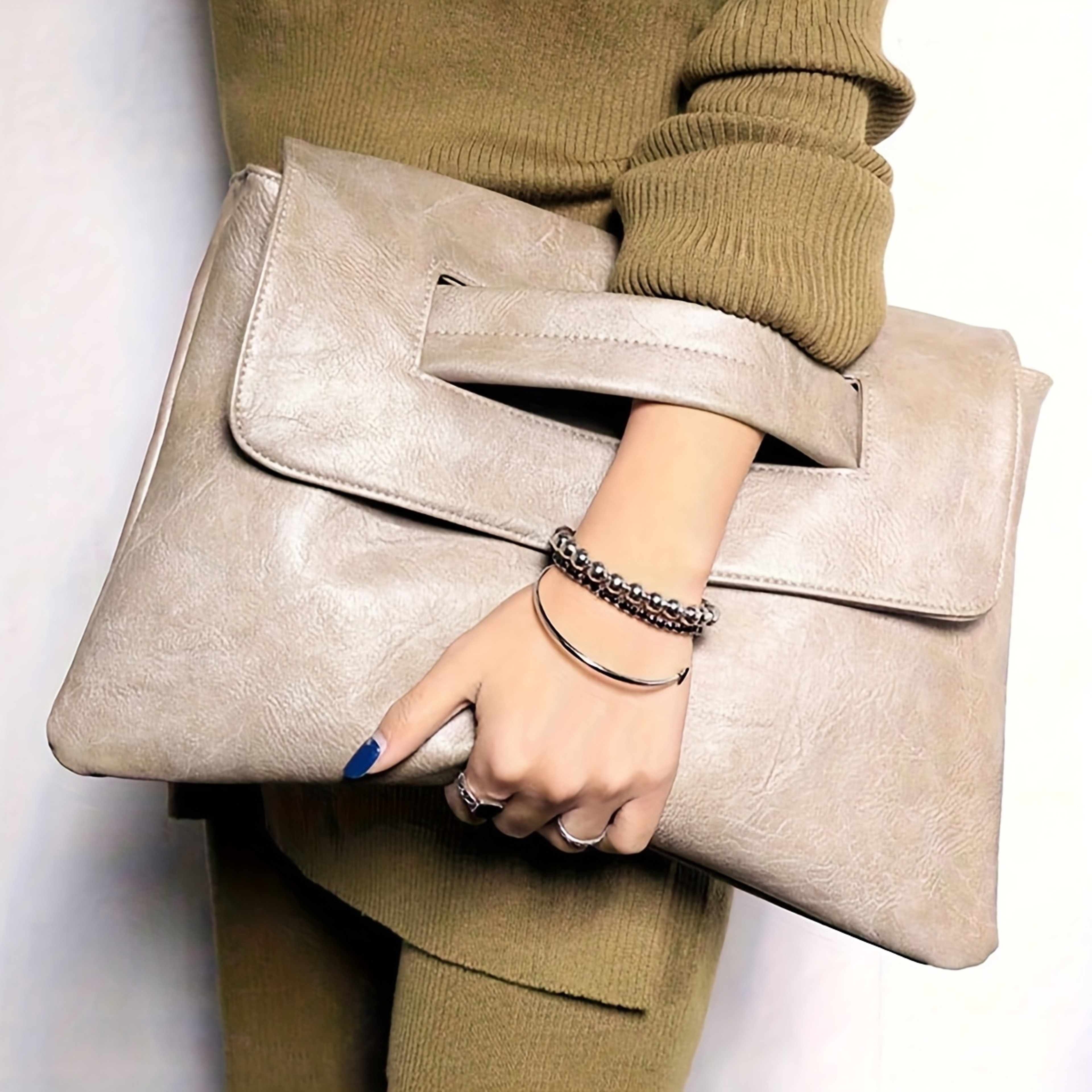Vintage Envelope Wristlet Handbag  Elegant PU Leather Evening Clutch Bag With Large Capacity 4