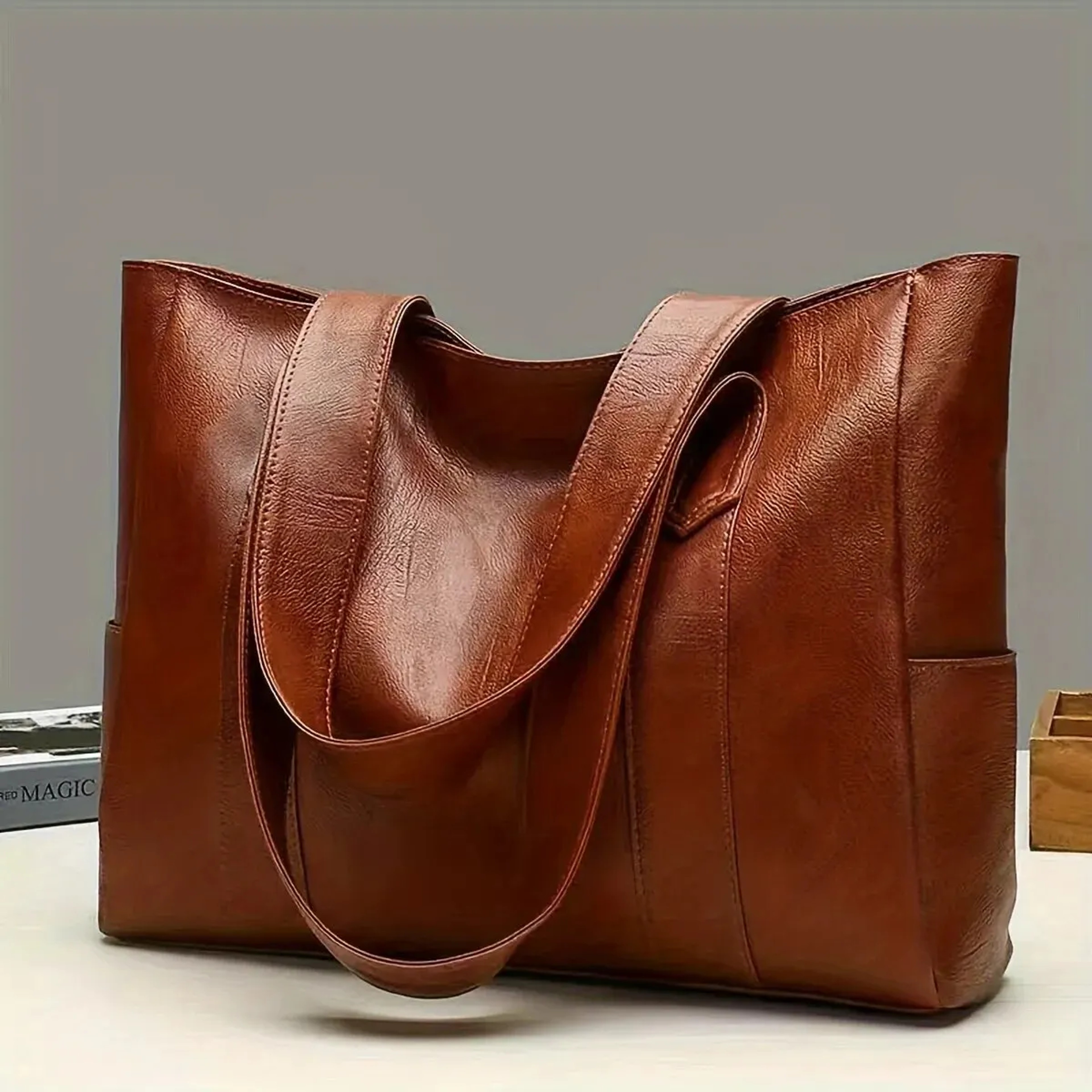 Aura Vintage Plain Shoulder Bag - Large Capacity Ladies Commuter Casual Handbag – view 2
