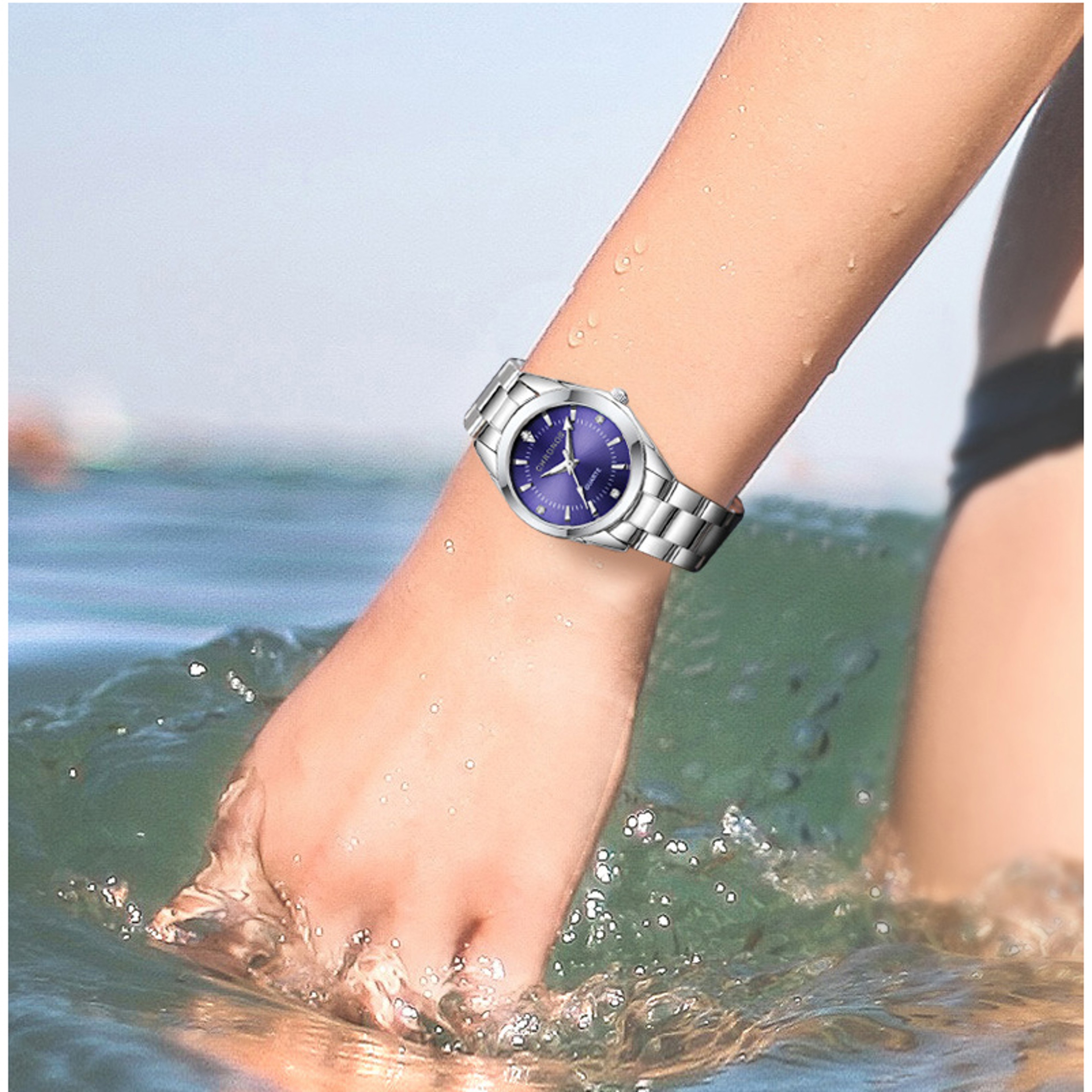 CHRONOS Luxury Ladies Wristwatch Elegant Stainless Steel Quartz Dress Watch 4