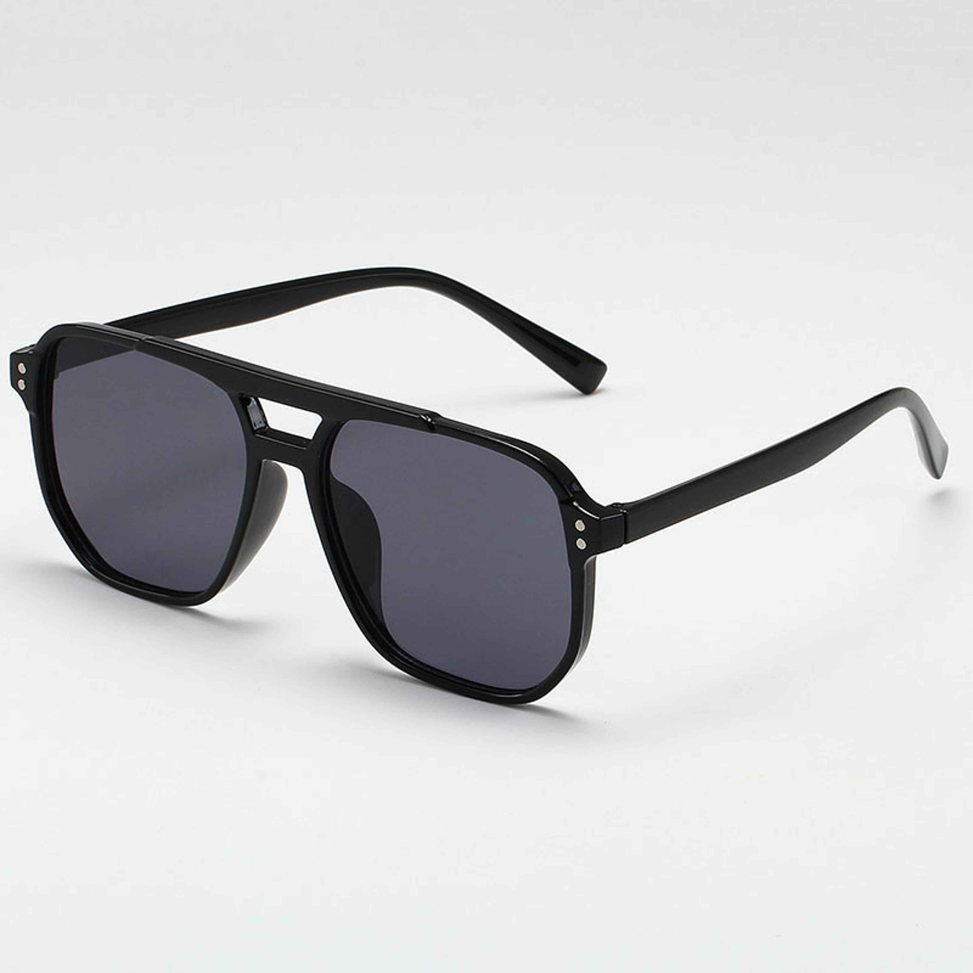 Retro Polygon Sunglasses With Double Beam Frame Vintage Square Eyeglasses 2