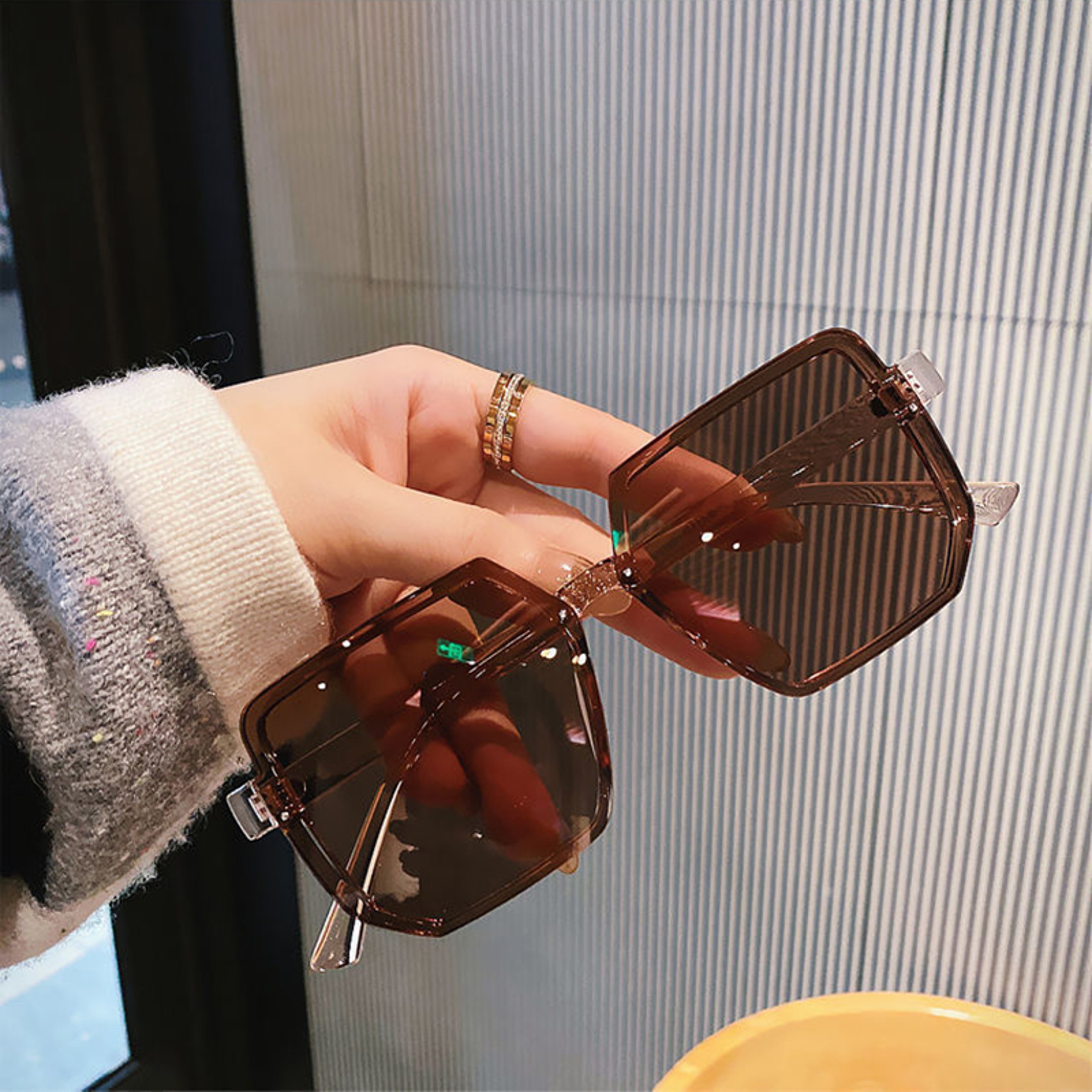 Oversized Square Vintage Sunglasses  Retro Geometric Polygon Sun Glasses For Men And Women 2