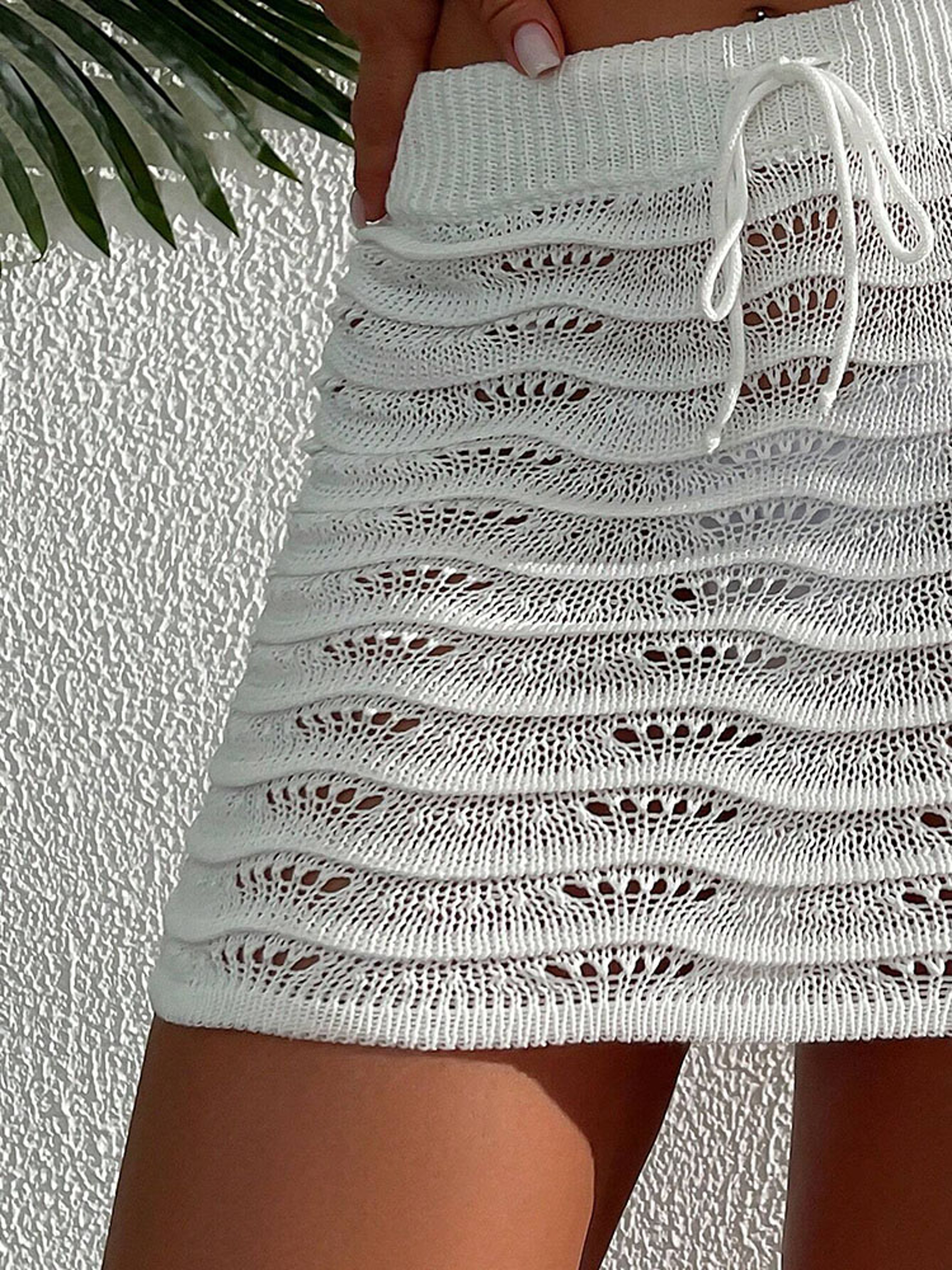 HighWaist Crochet Knit Mini Skirt  Sexy Hollow Out Beach Cover Up Short Skirt 3