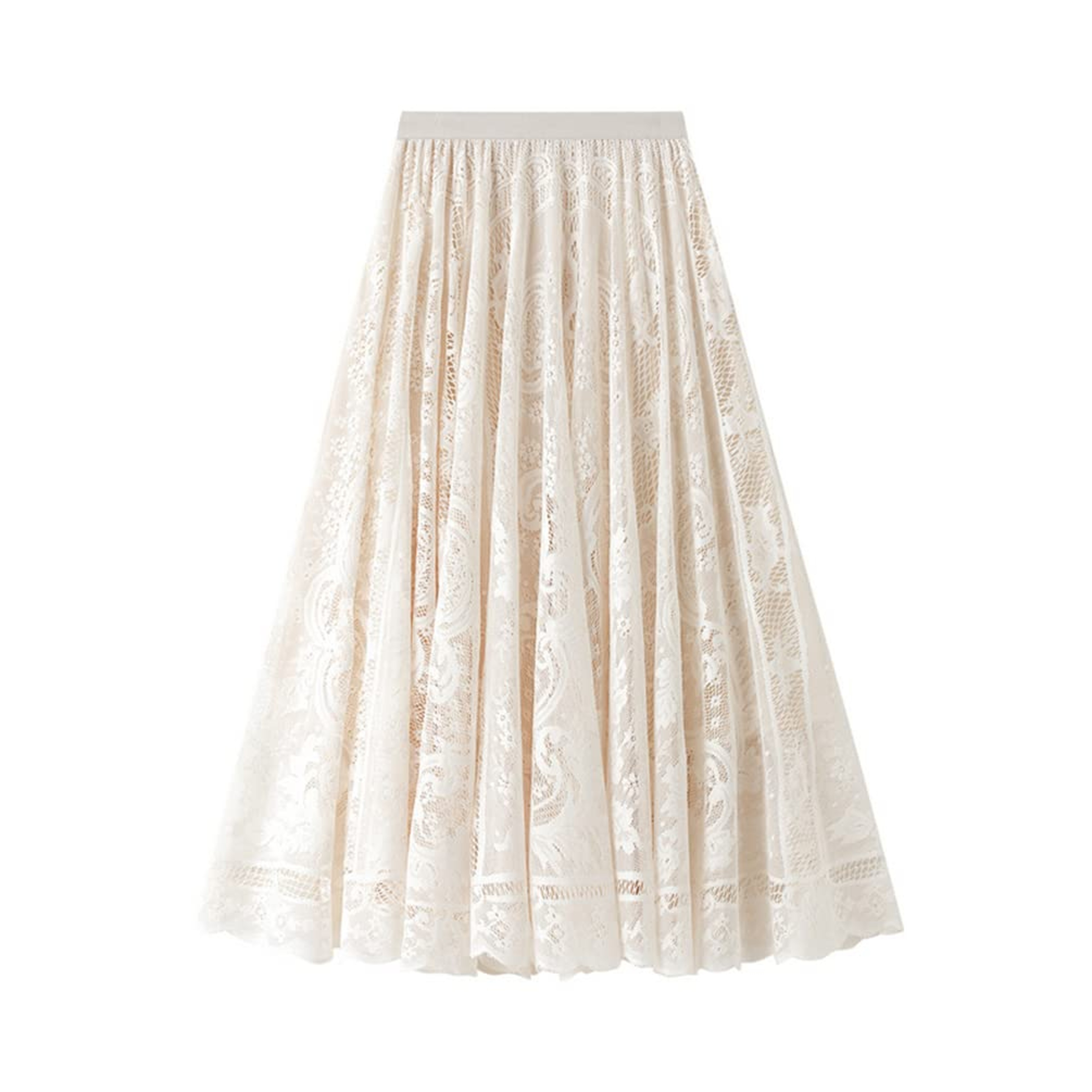 Ethereal Flowy Aline Mesh Skirt  Elegant Sheer Lace Skirt For Women 2