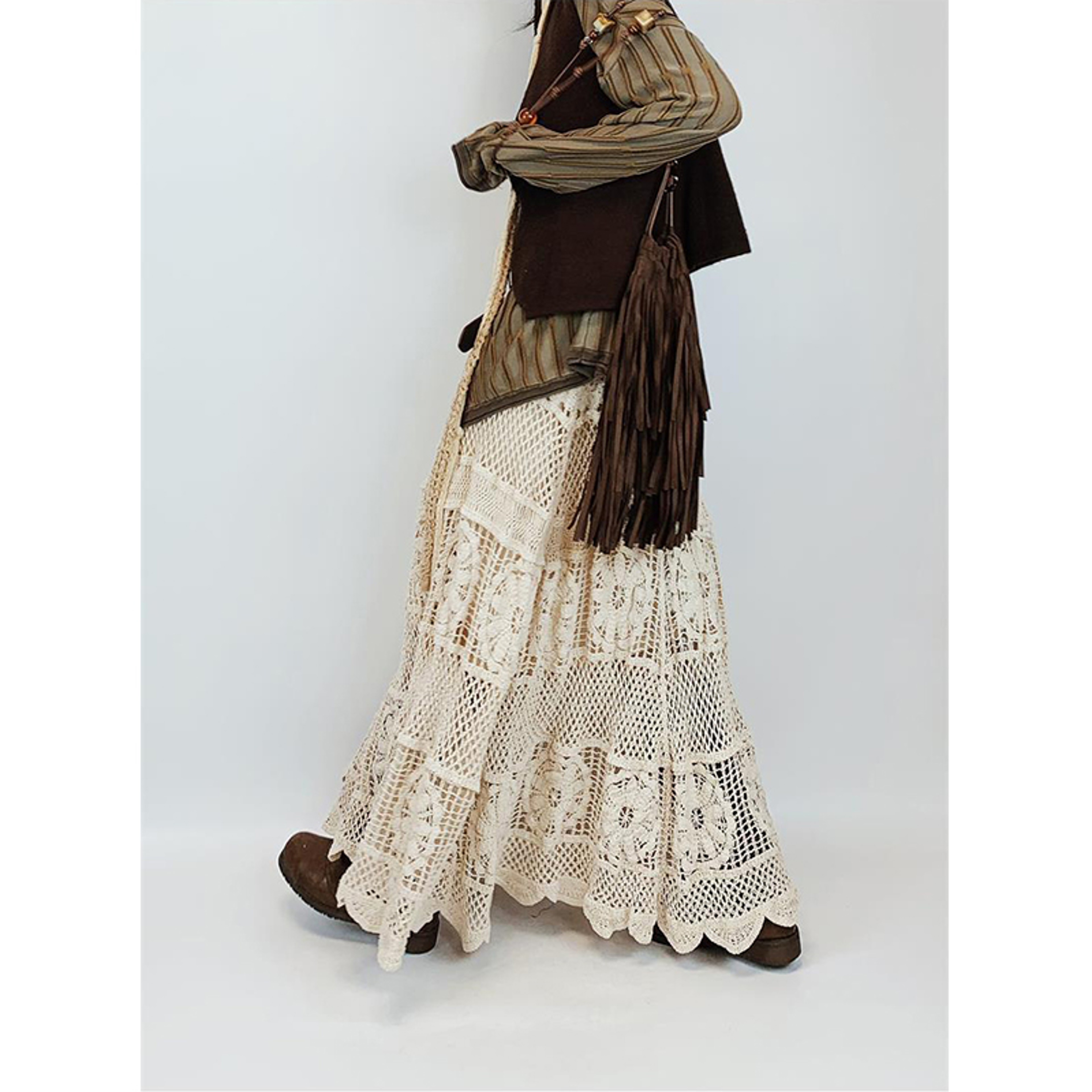 Aura Crochet High Waist Boho Maxi Skirt – view 6