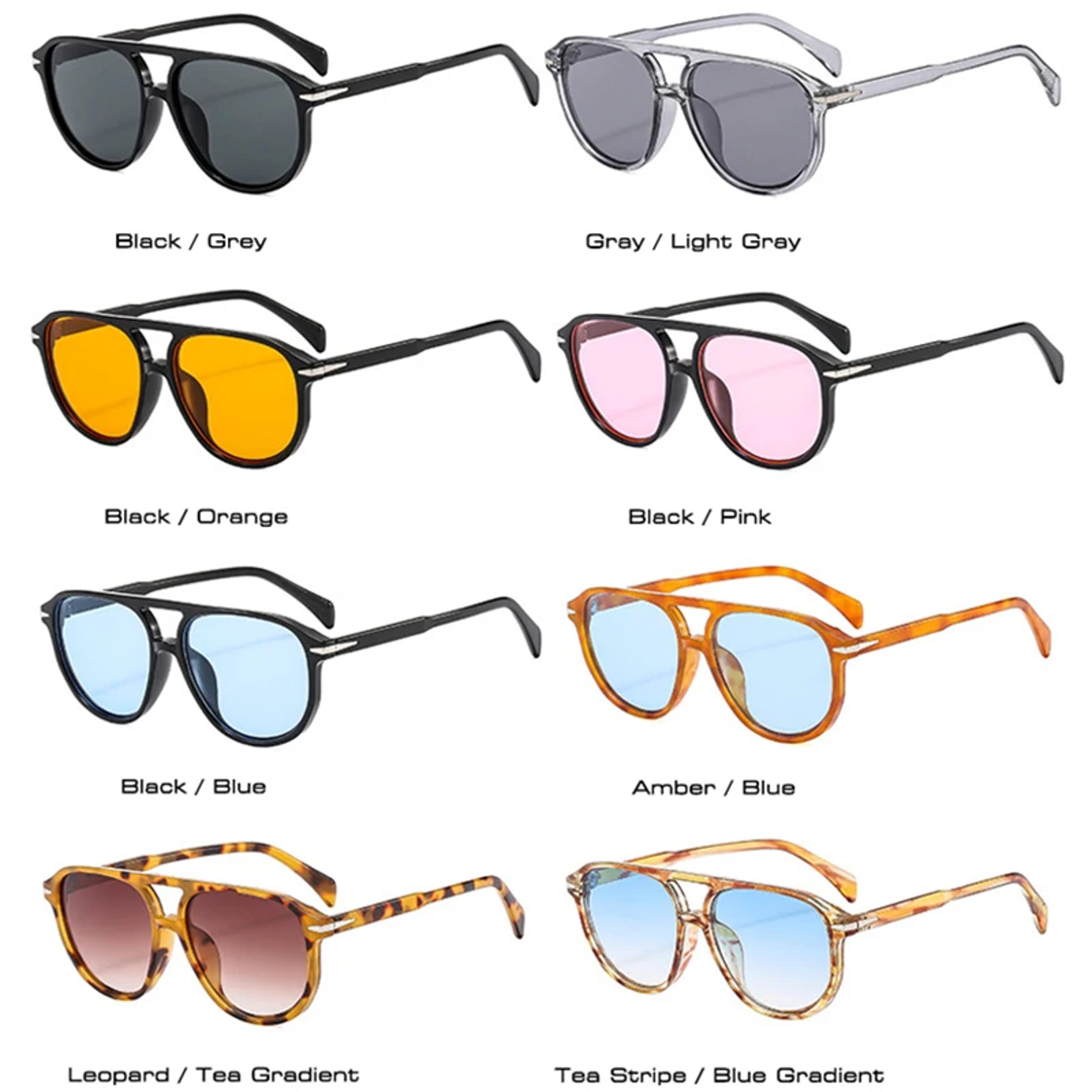 Retro Pilot Sunglasses - Luxury Double Bridge Designer Shades for Men and Women – view 5