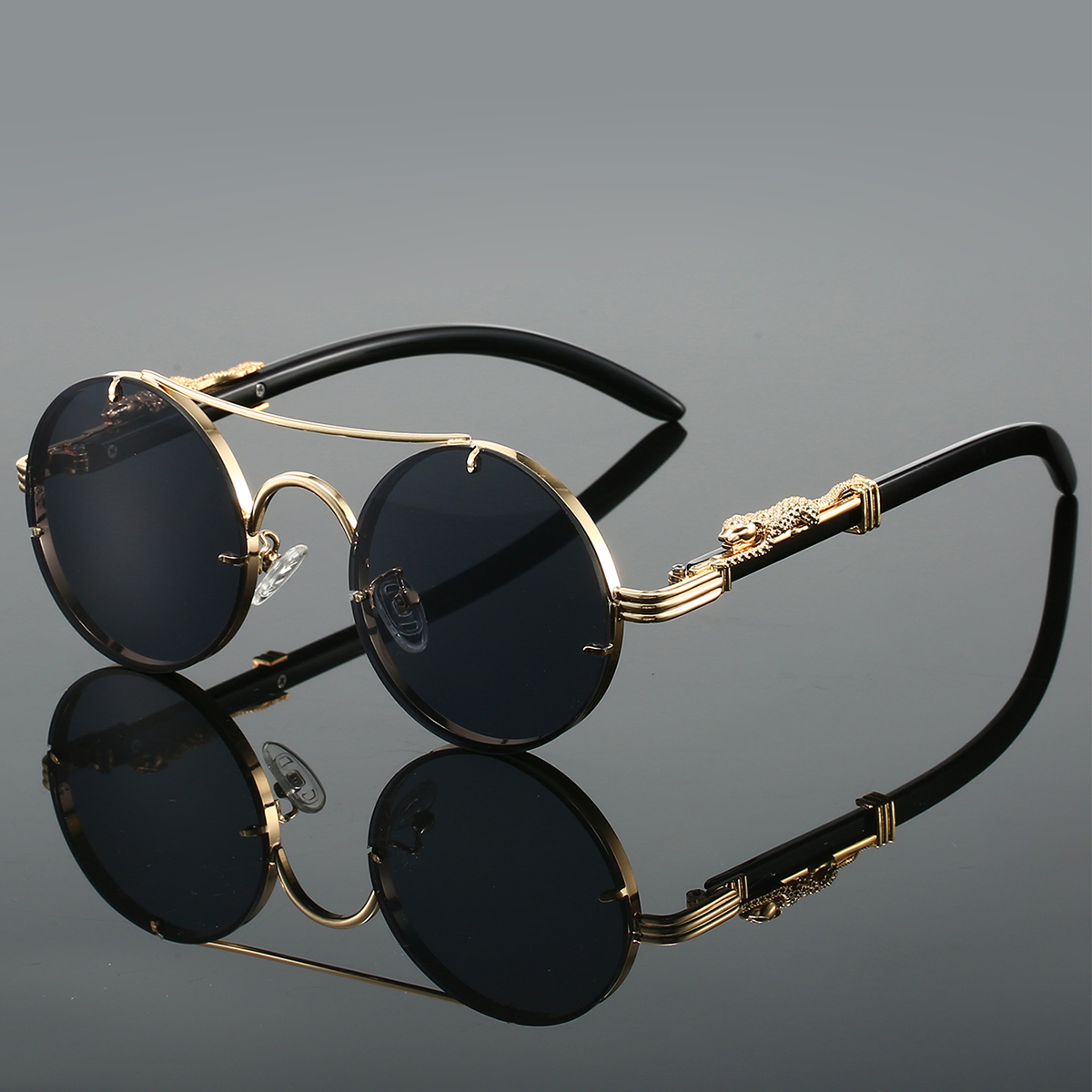 Aura Vintage Round Sunglasses  Retro Double Bridge Sunglasses  Trendy Unisex Shades 2