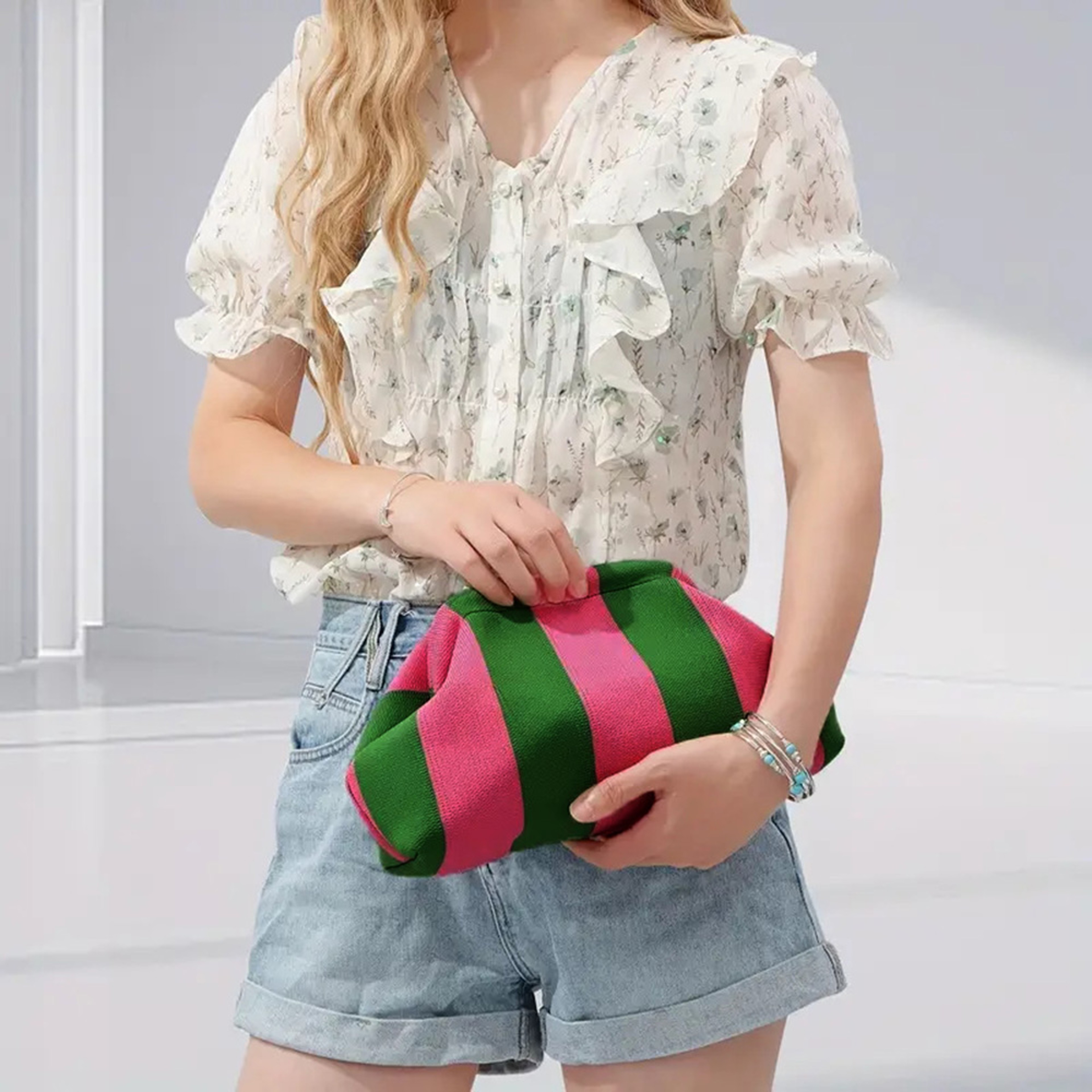 Woven Crochet Dumpling Clutch Bag Chic Summer Beach Handbag – view 6