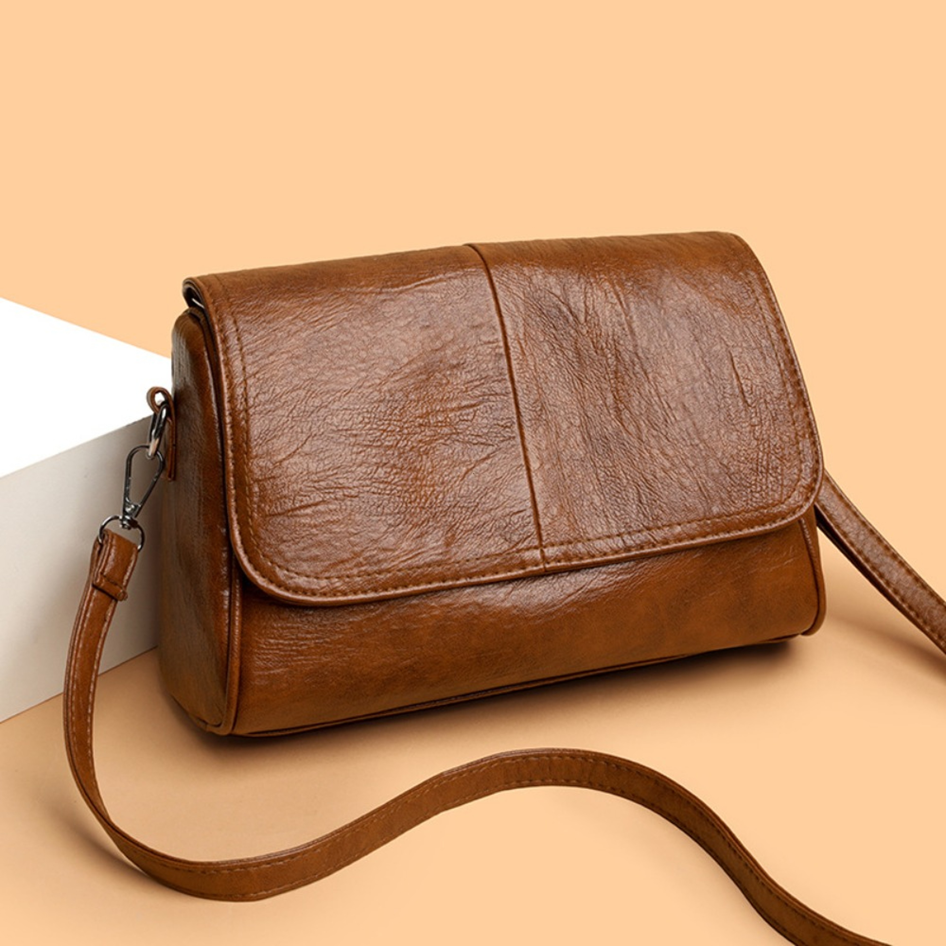 Retro Oil Wax Leather Crossbody Bag Vintage Elegant Flap Shoulder Purse – view 7