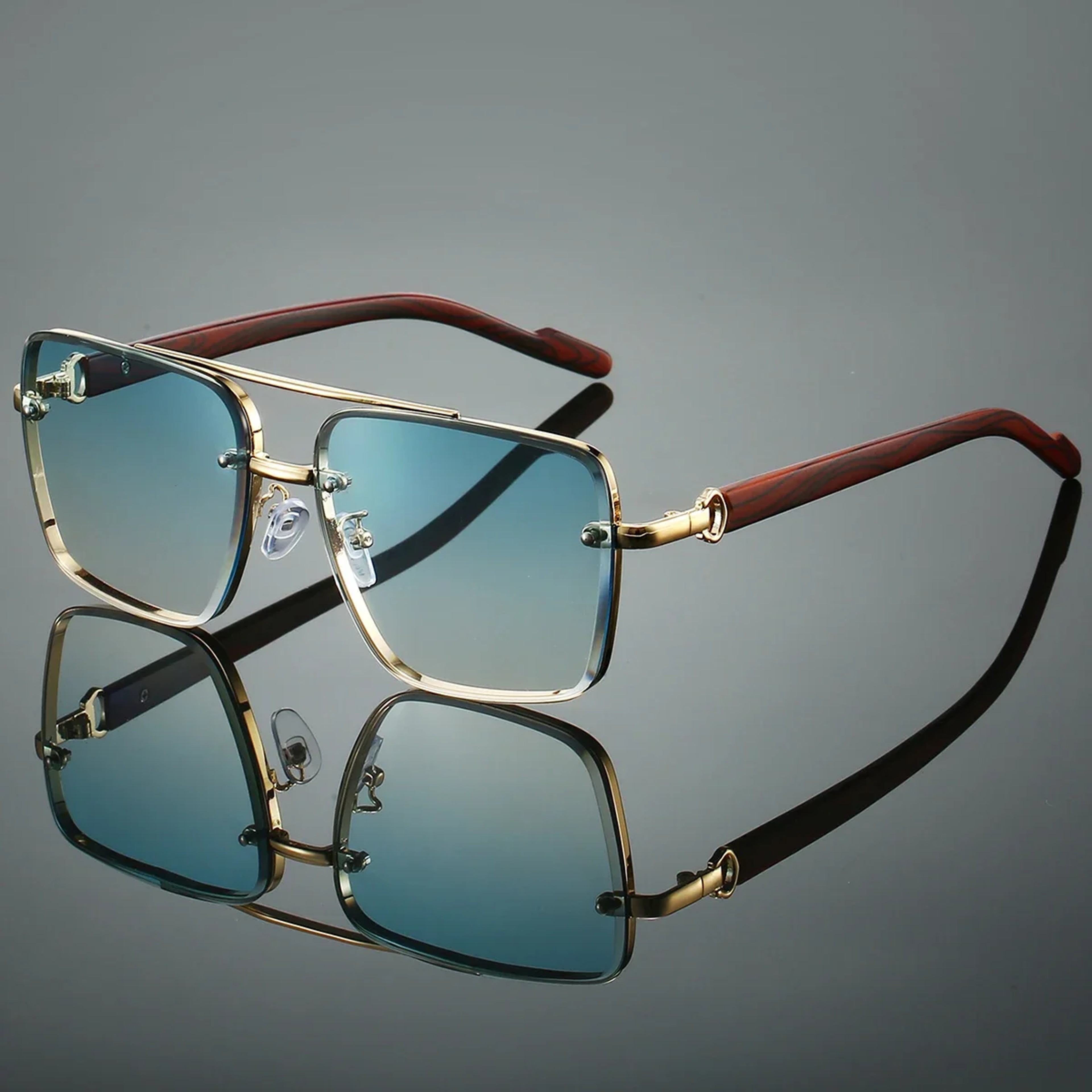 KAMMPT Retro Square Sunglasses Double Bridge Pilot Metal Frame Shades for Women – view 1