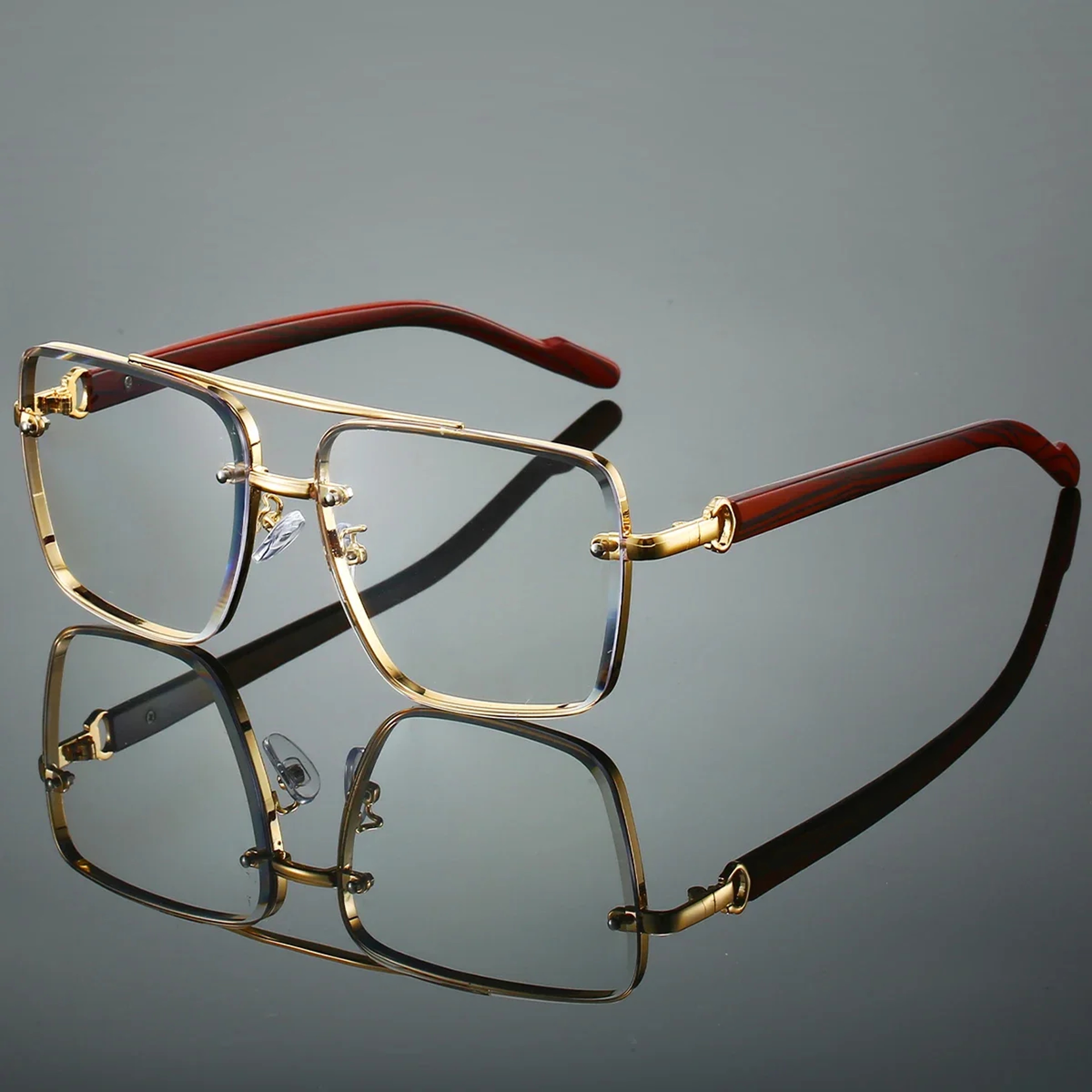 KAMMPT Retro Square Sunglasses Double Bridge Pilot Metal Frame Shades for Women – view 3