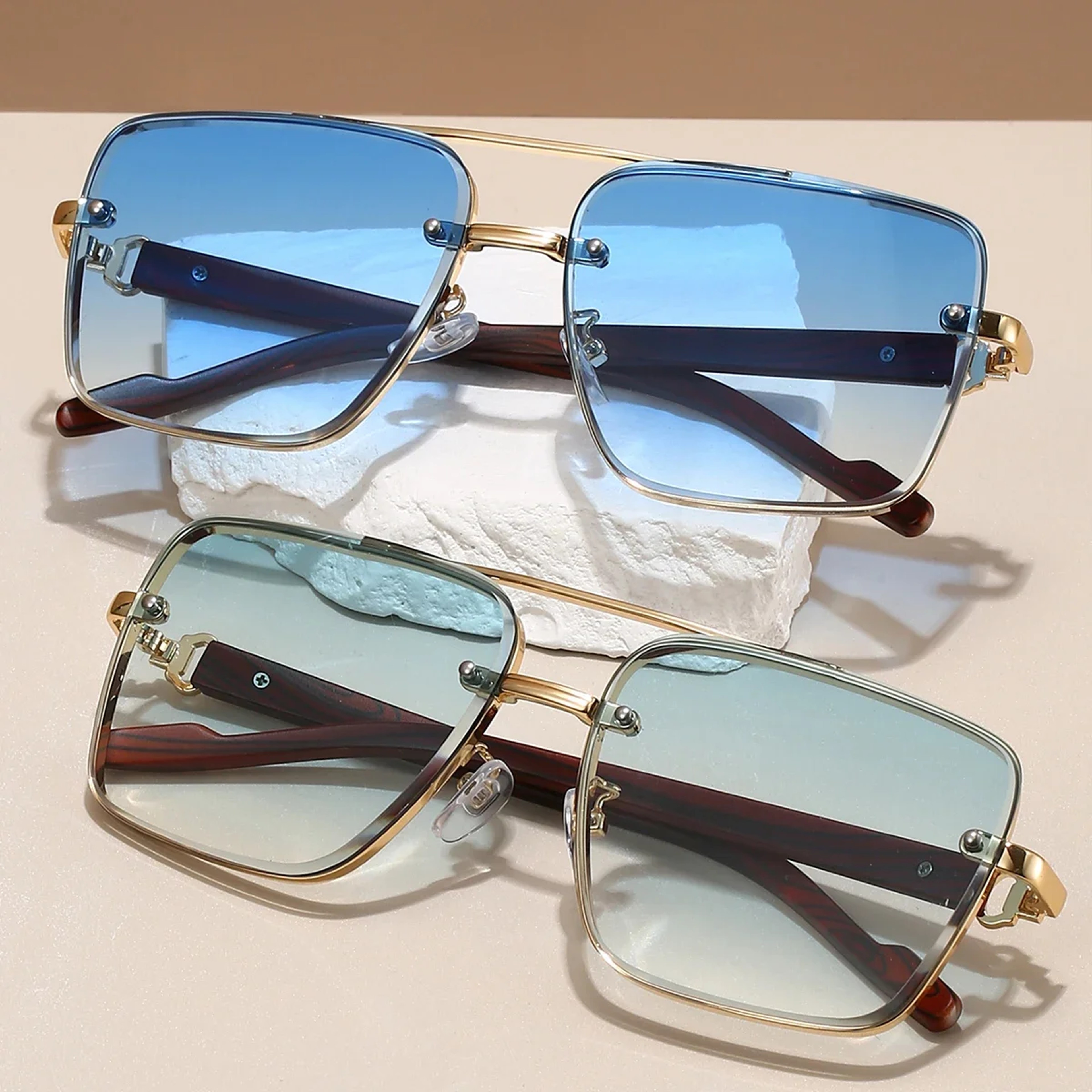 KAMMPT Retro Square Sunglasses Double Bridge Pilot Metal Frame Shades for Women – view 4