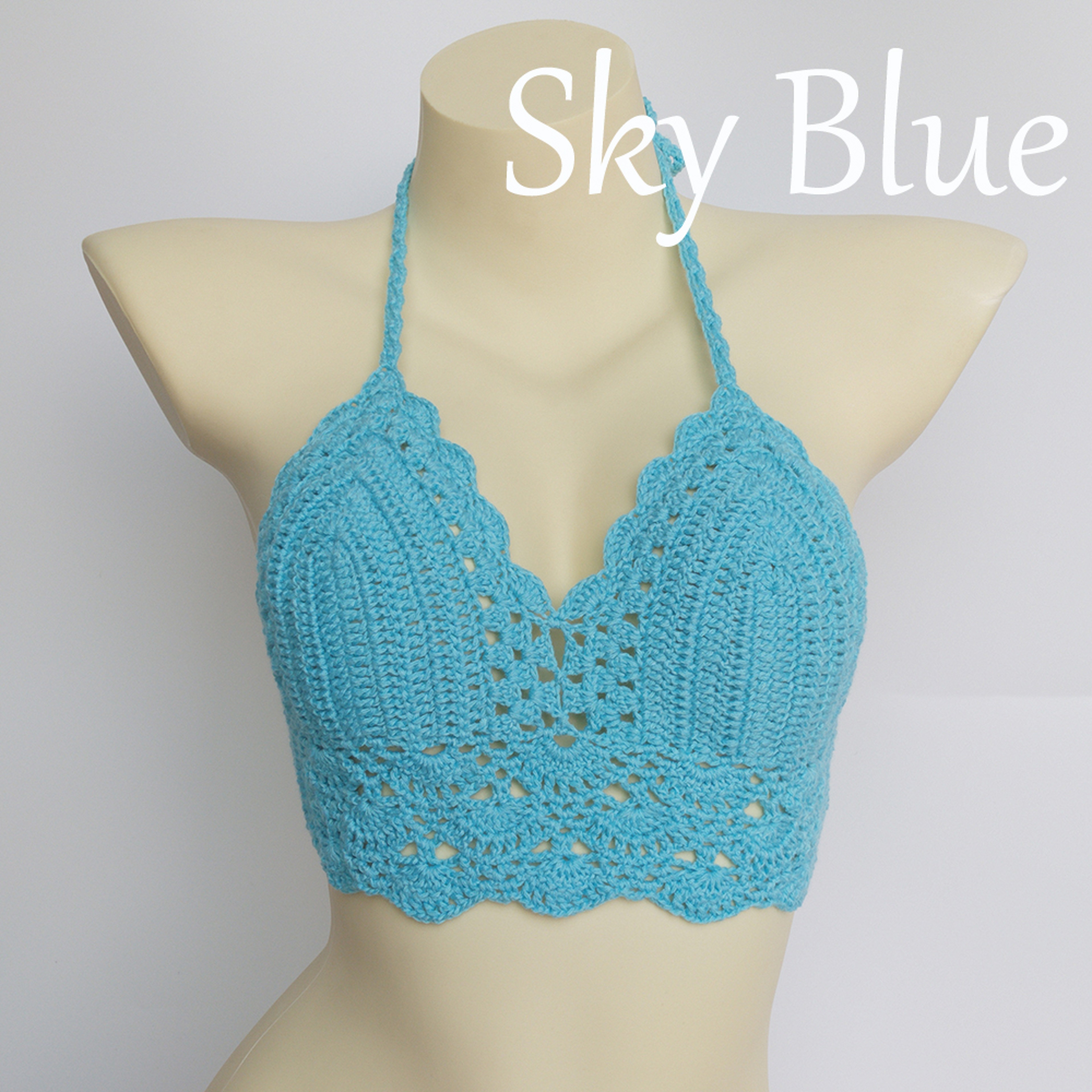 Handmade Crochet Womens Bikini Top Boho Festival Swim Bralette 7