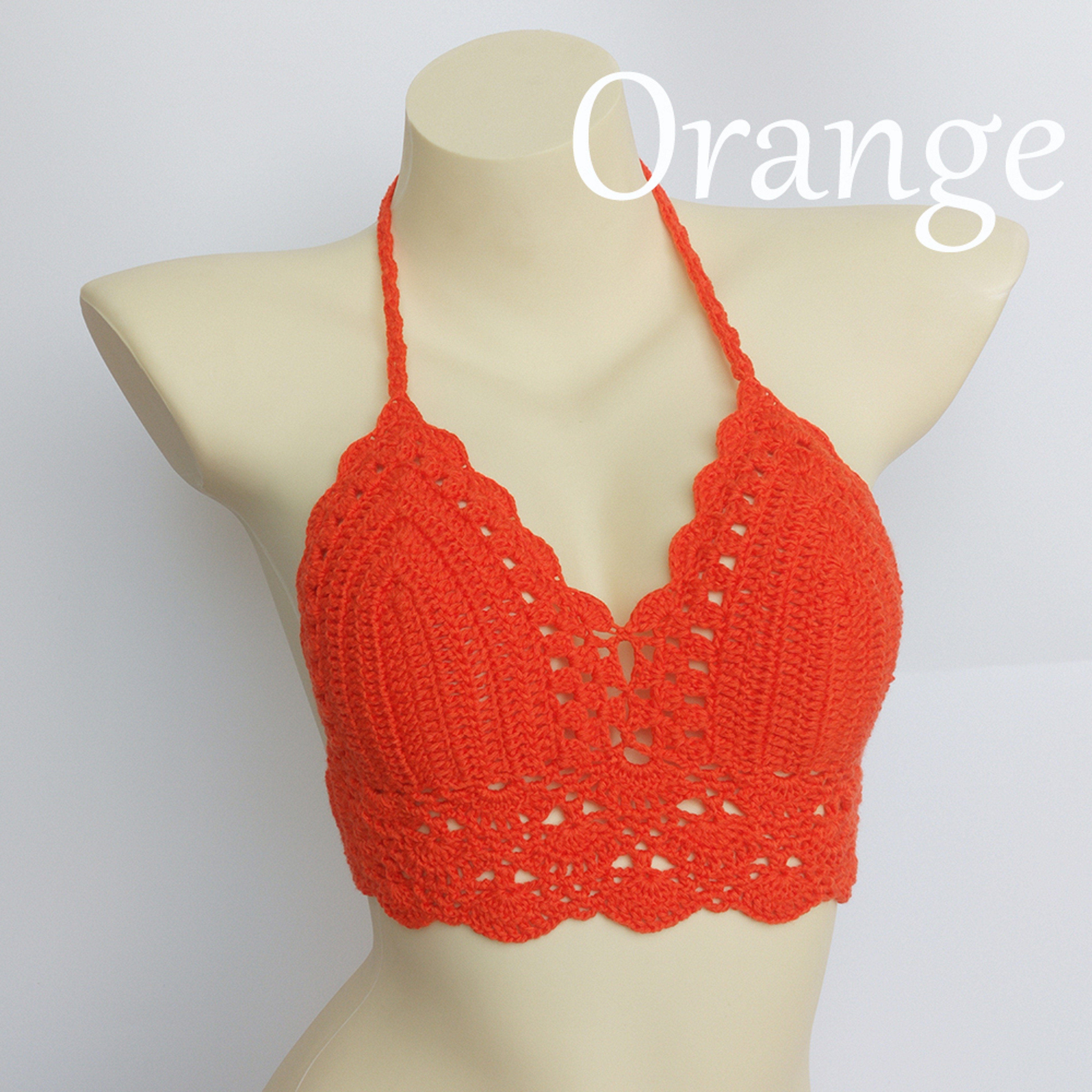 Handmade Crochet Womens Bikini Top Boho Festival Swim Bralette 11