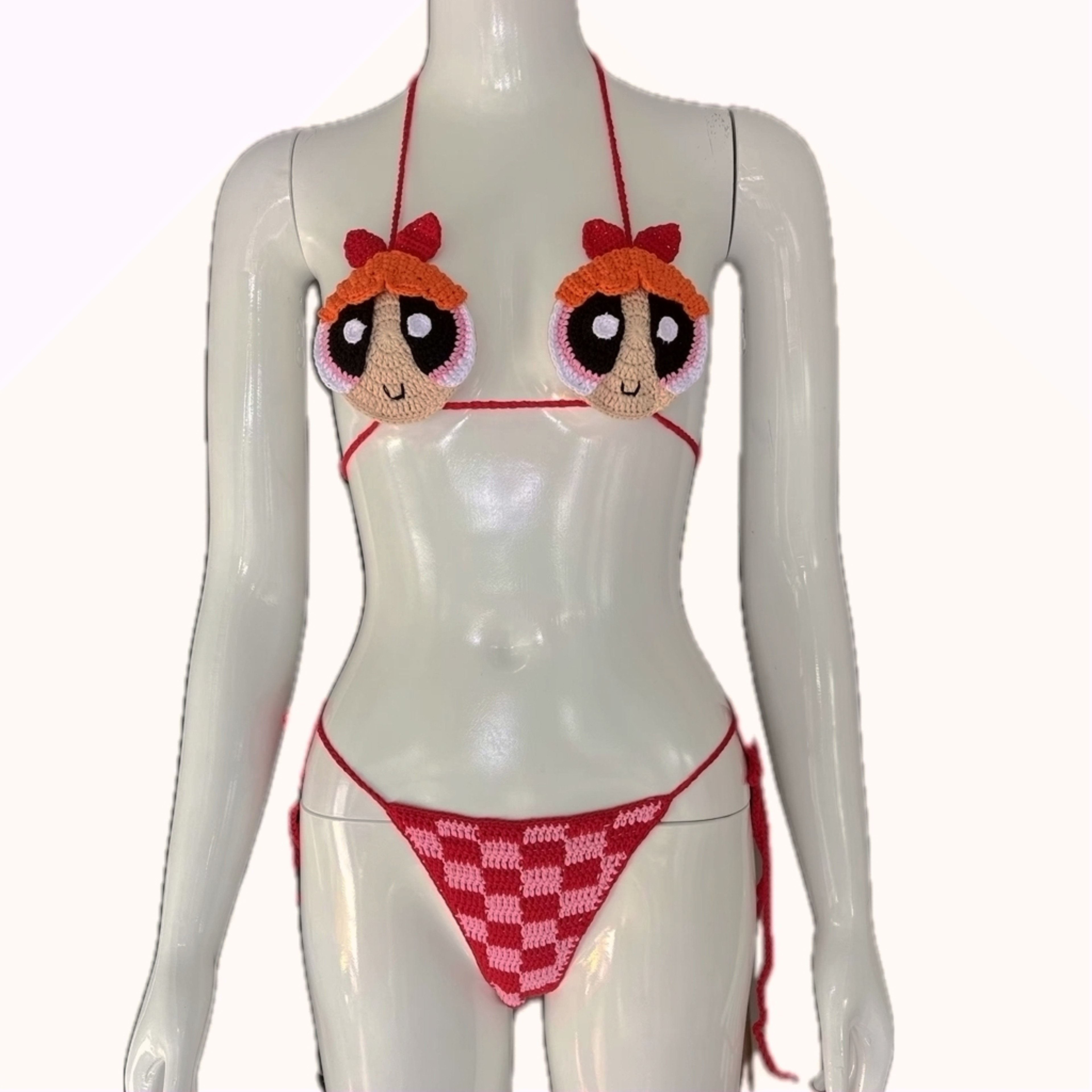 Handmade Crochet Bikini Set  Sexy Yellow Micro String Swimsuit  Brazilian Beachwear 1