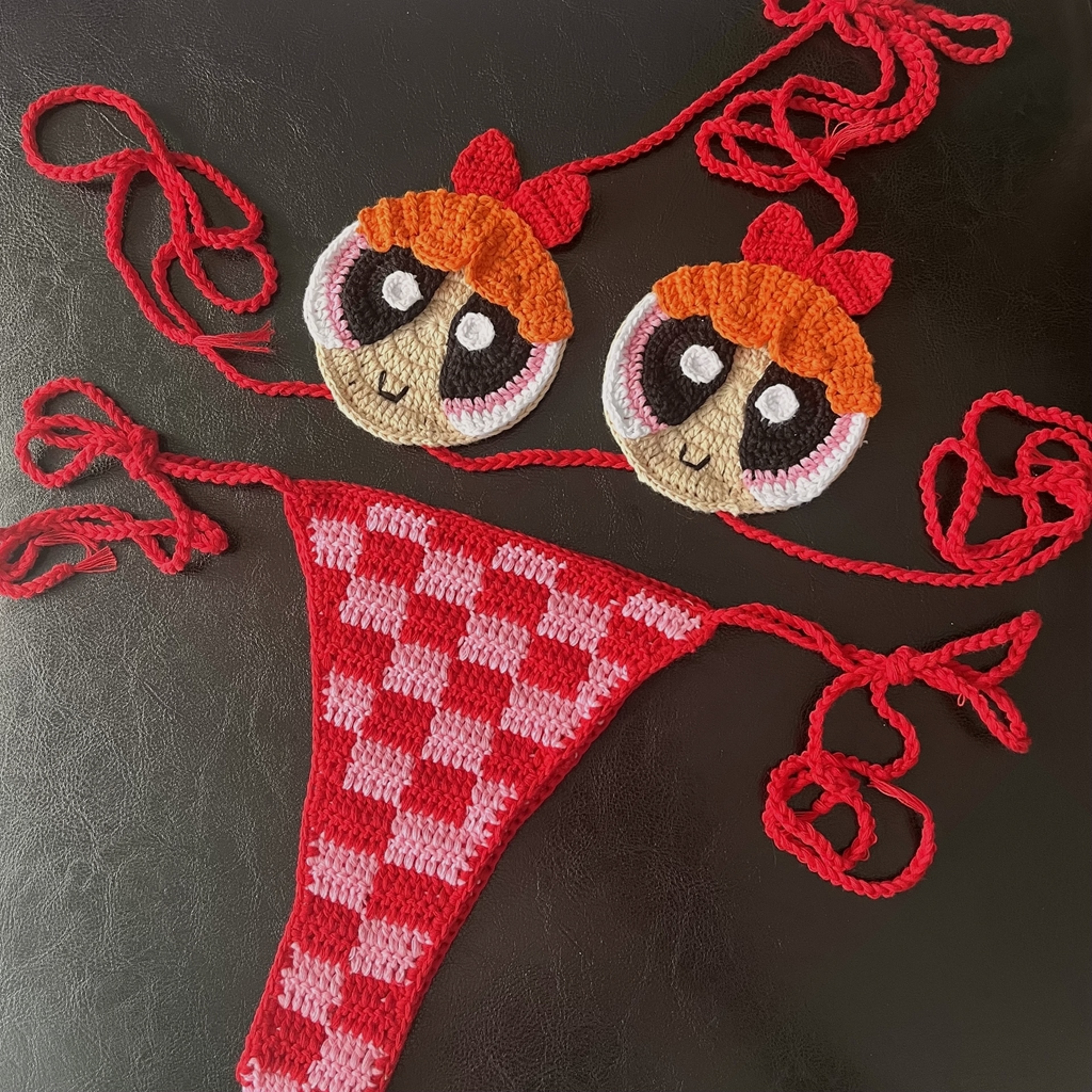Handmade Crochet Bikini Set  Sexy Yellow Micro String Swimsuit  Brazilian Beachwear 0