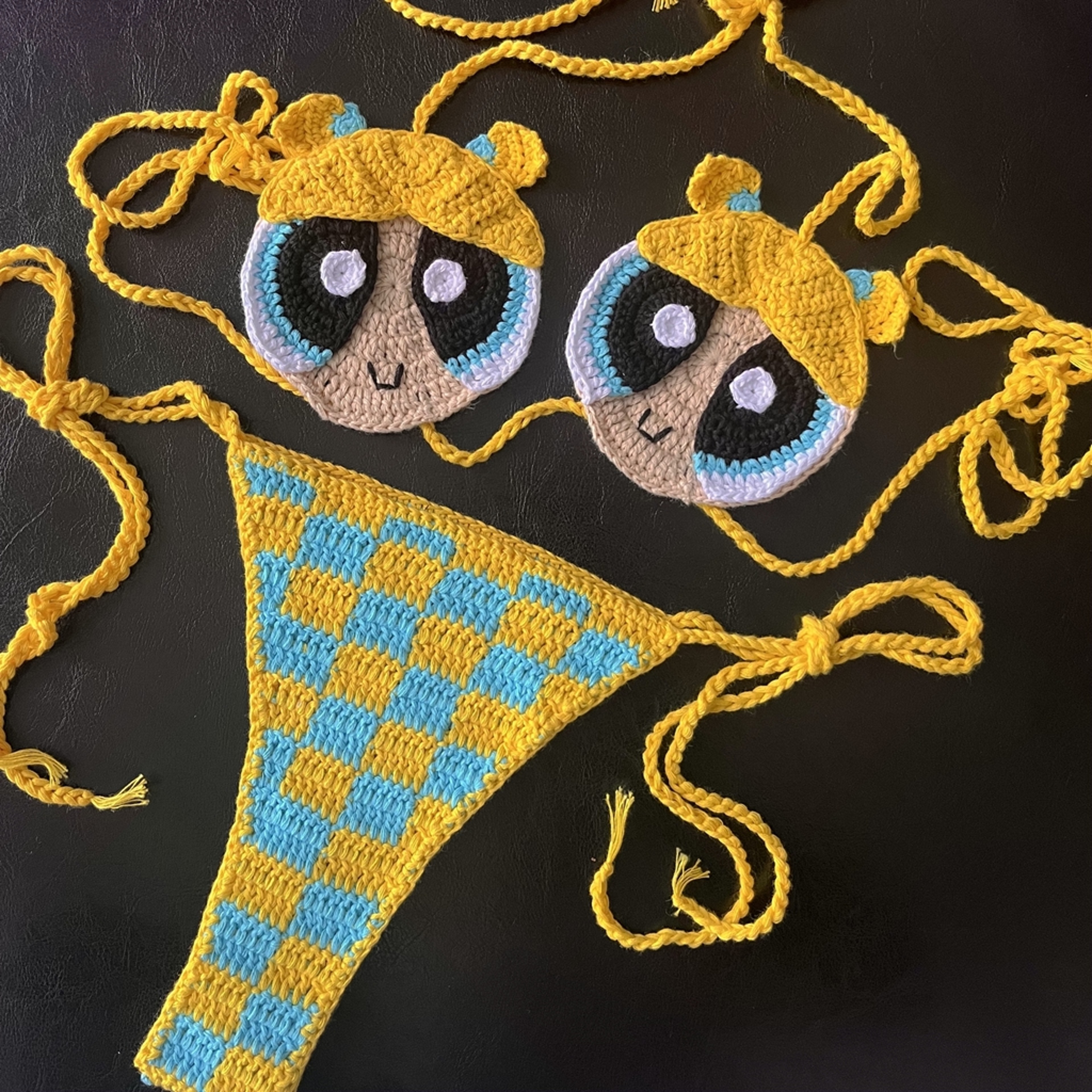 Handmade Crochet Bikini Set  Sexy Yellow Micro String Swimsuit  Brazilian Beachwear 6