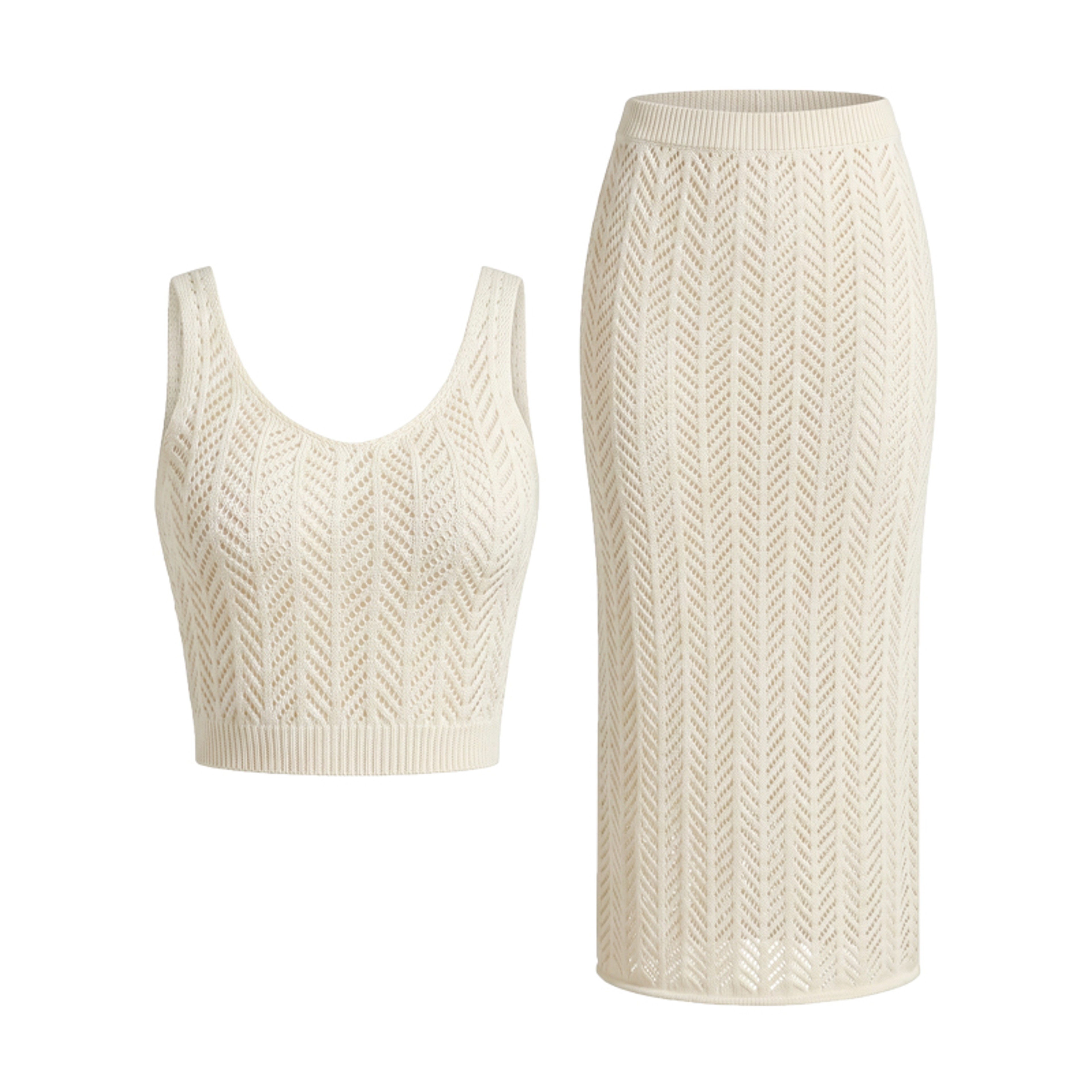 Isla Crochet Knit TwoPiece Midi Skirt Set 3